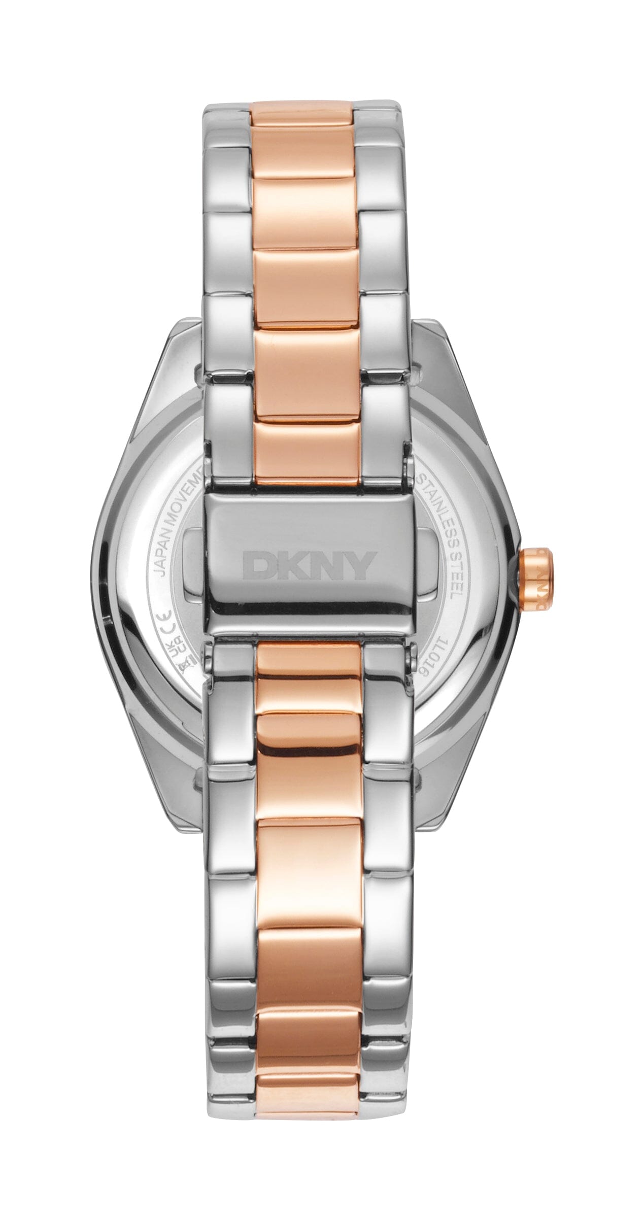 DK1L016M0105 DKNY Logo Silver White Dial Two Tone Silver & Rose Gold Women's Watch 34mm Watches DKNY 