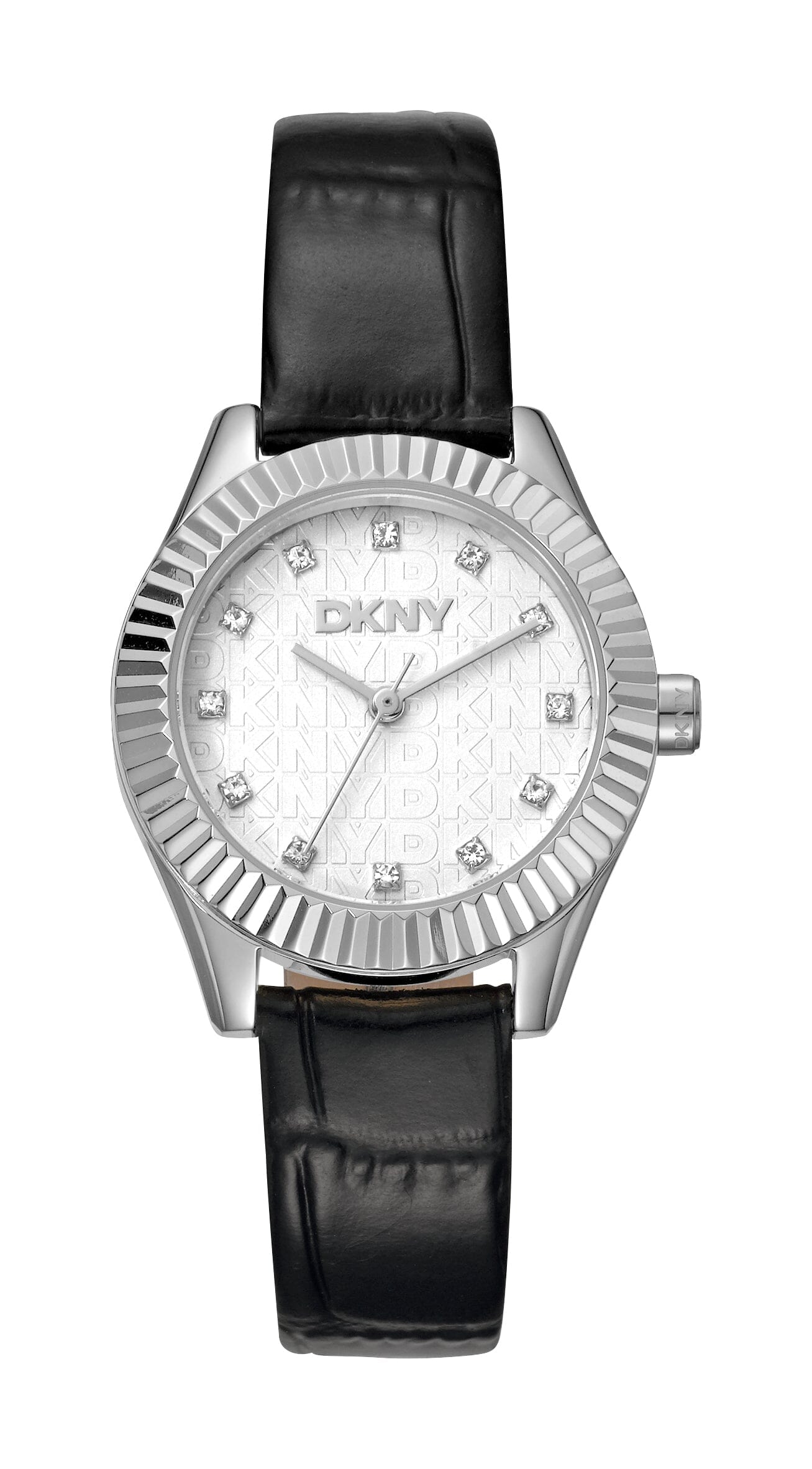 DK1L017L0015 DKNY Everyday Silver Dial Black Leather Strap Women's Watch 30mm Watches DKNY 
