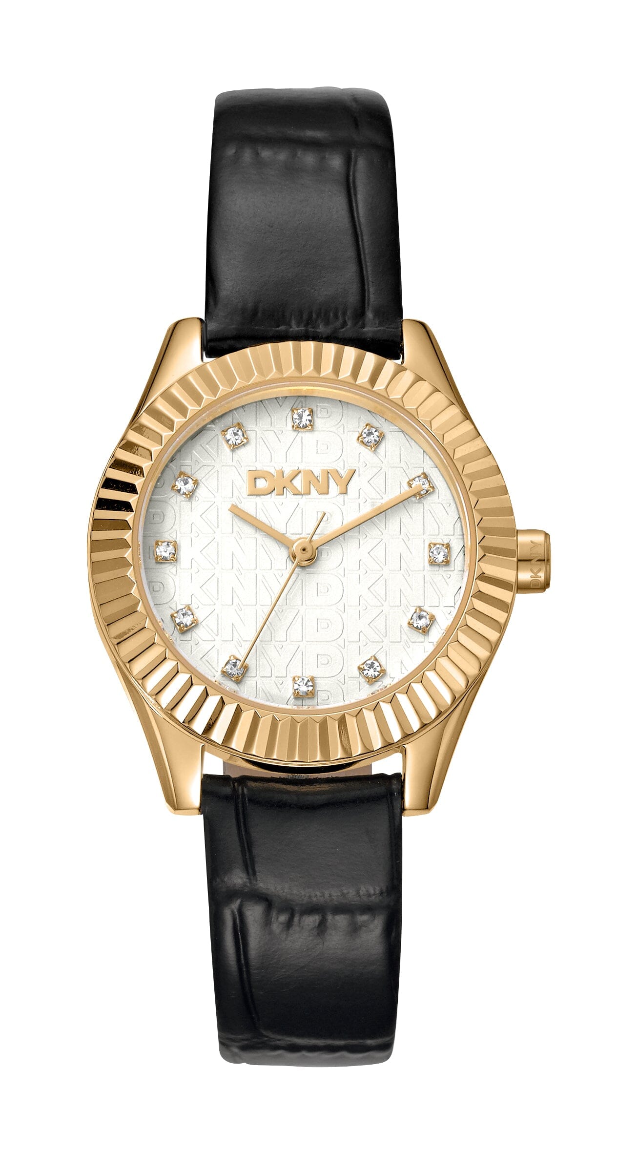 DK1L017L0025 DKNY Everyday Pink Dial Black Leather Strap Women's Watch 30mm Watches DKNY 