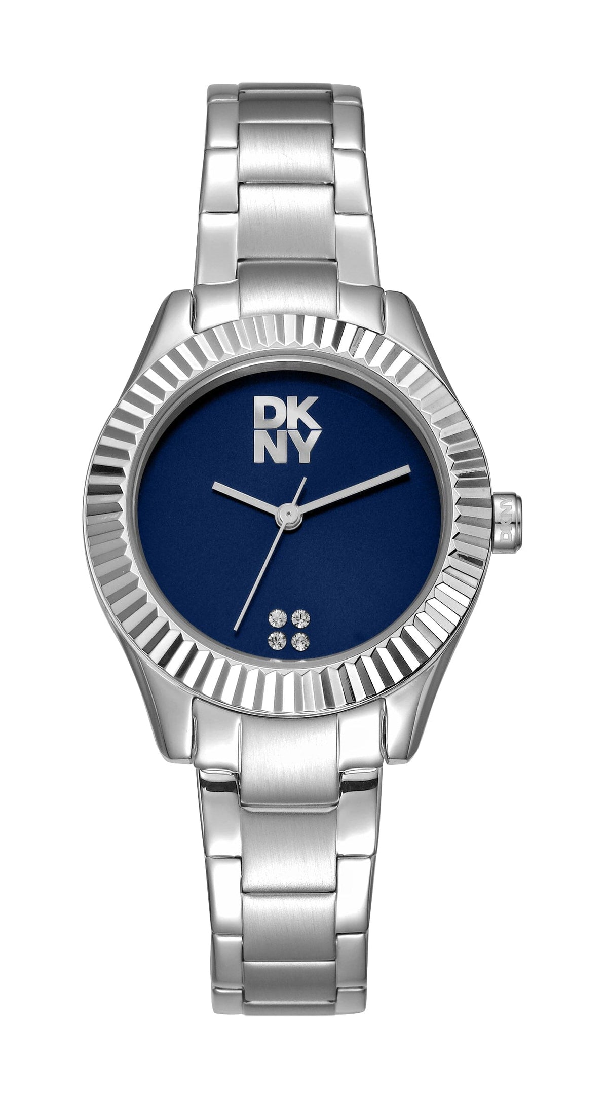 DK1L017M0325 DKNY Women's Logo Dark Blue Dial Silver Stainless Steel Bracelet Watch DKNY 