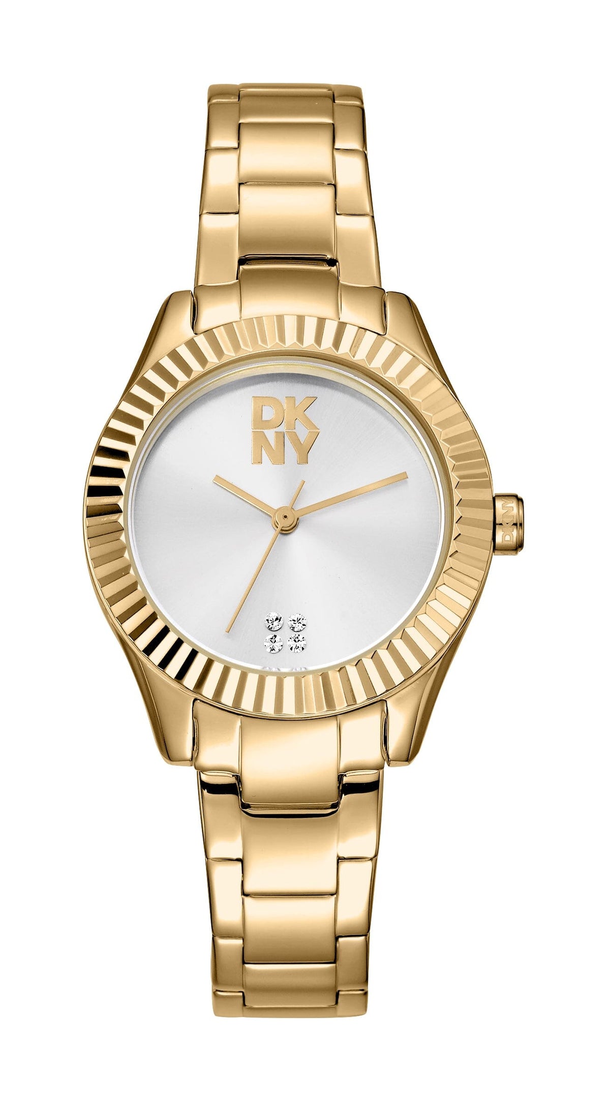 DK1L017M0335 DKNY Women's Logo Silver Dial Gold Stainless Steel Bracelet Watch DKNY 