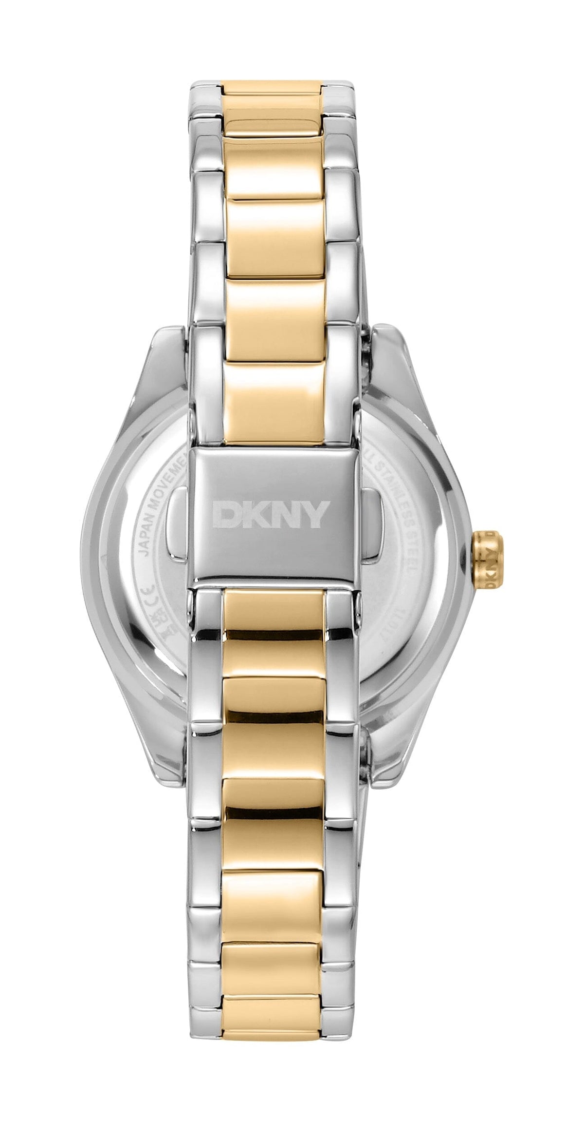 DK1L017M0355 DKNY Women's Logo Two Tone Silver & Gold Stainless Steel Bracelet Watch DKNY 