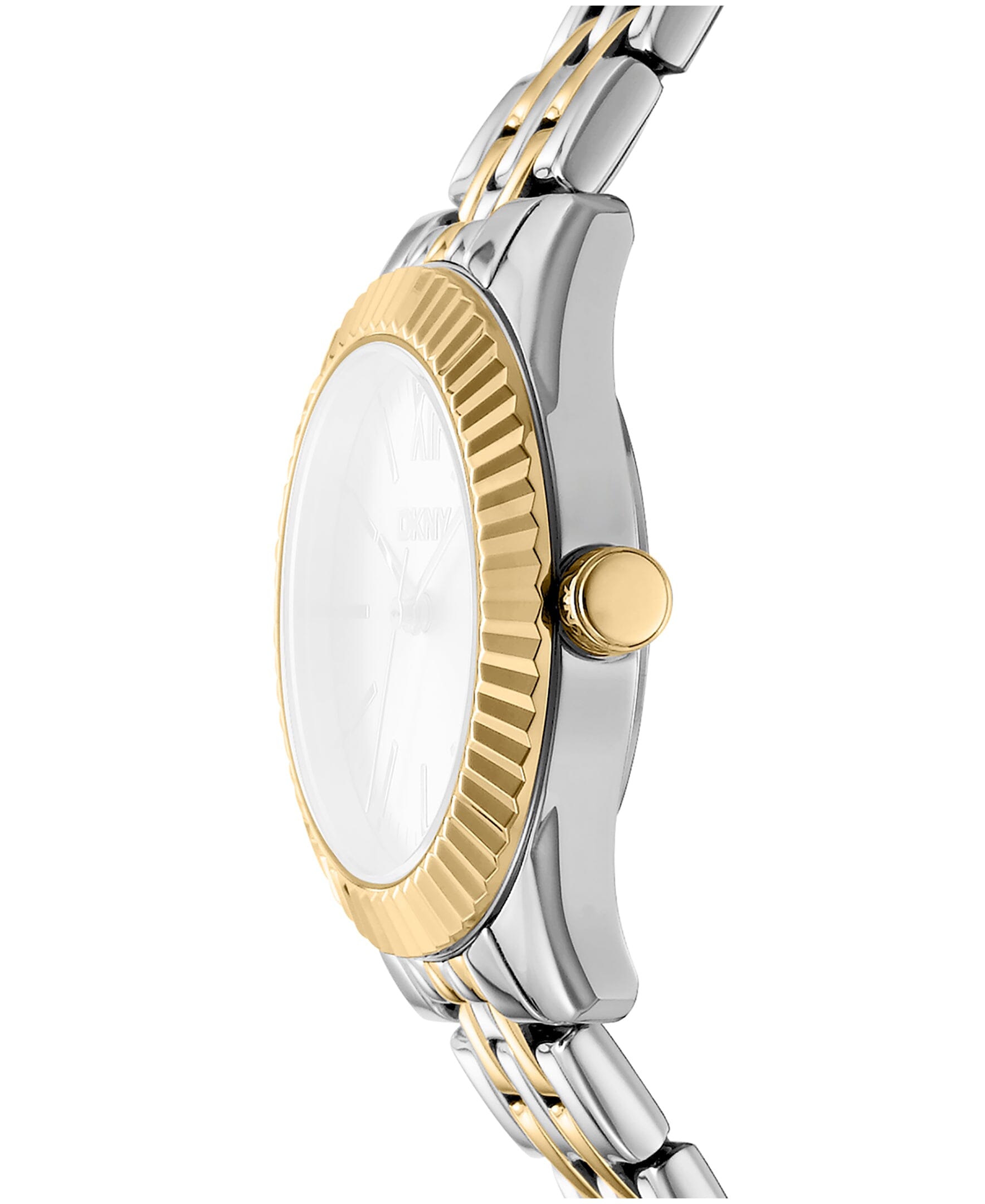 DK1L017M1095 DKNY Women's Fluted Bezel Two-Tone Gold Stainless Steel Bracelet Watch 30mm Watches DKNY 