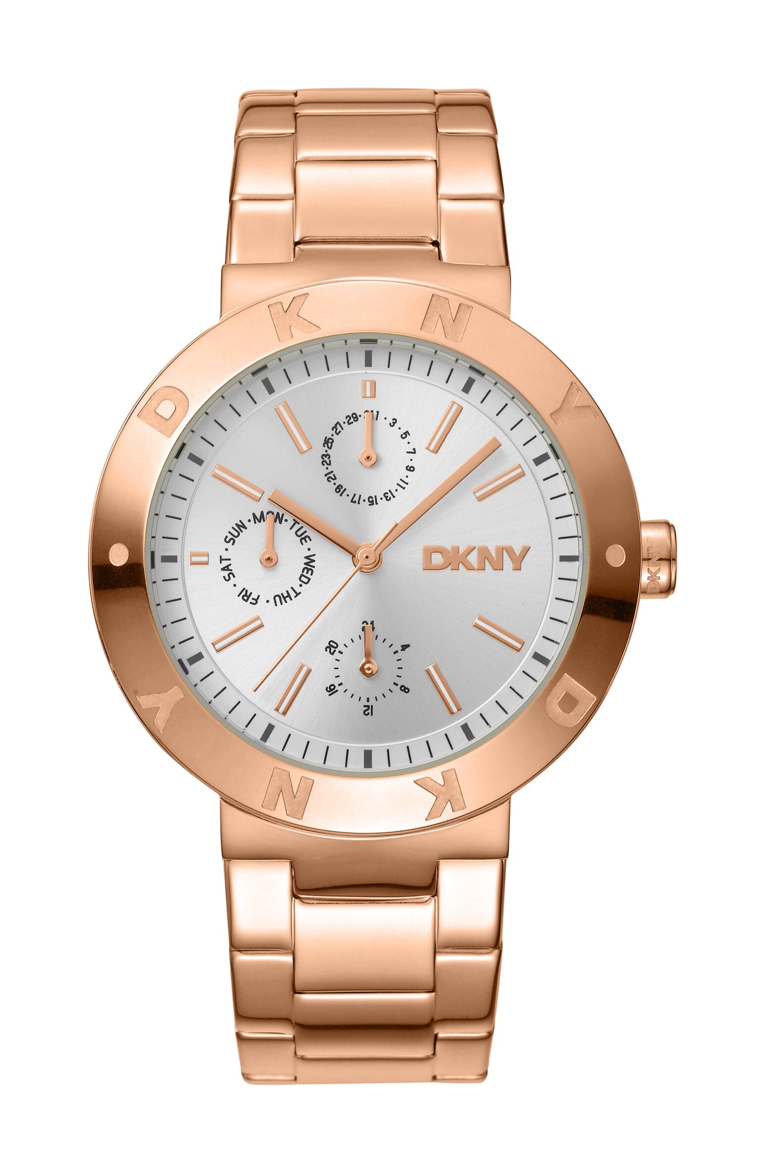 DK1L022M0045 DKNY Active Silver Dial Stainless Steel Rose Gold Women's Watch 38mm Watches DKNY 