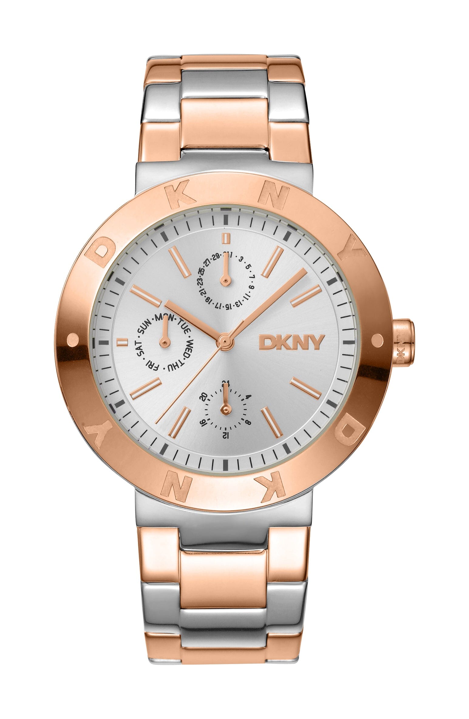 DK1L022M0065 DKNY Active Silver Dial Two Tone Silver & Rose Gold Women's Watch 38mm Watches DKNY 