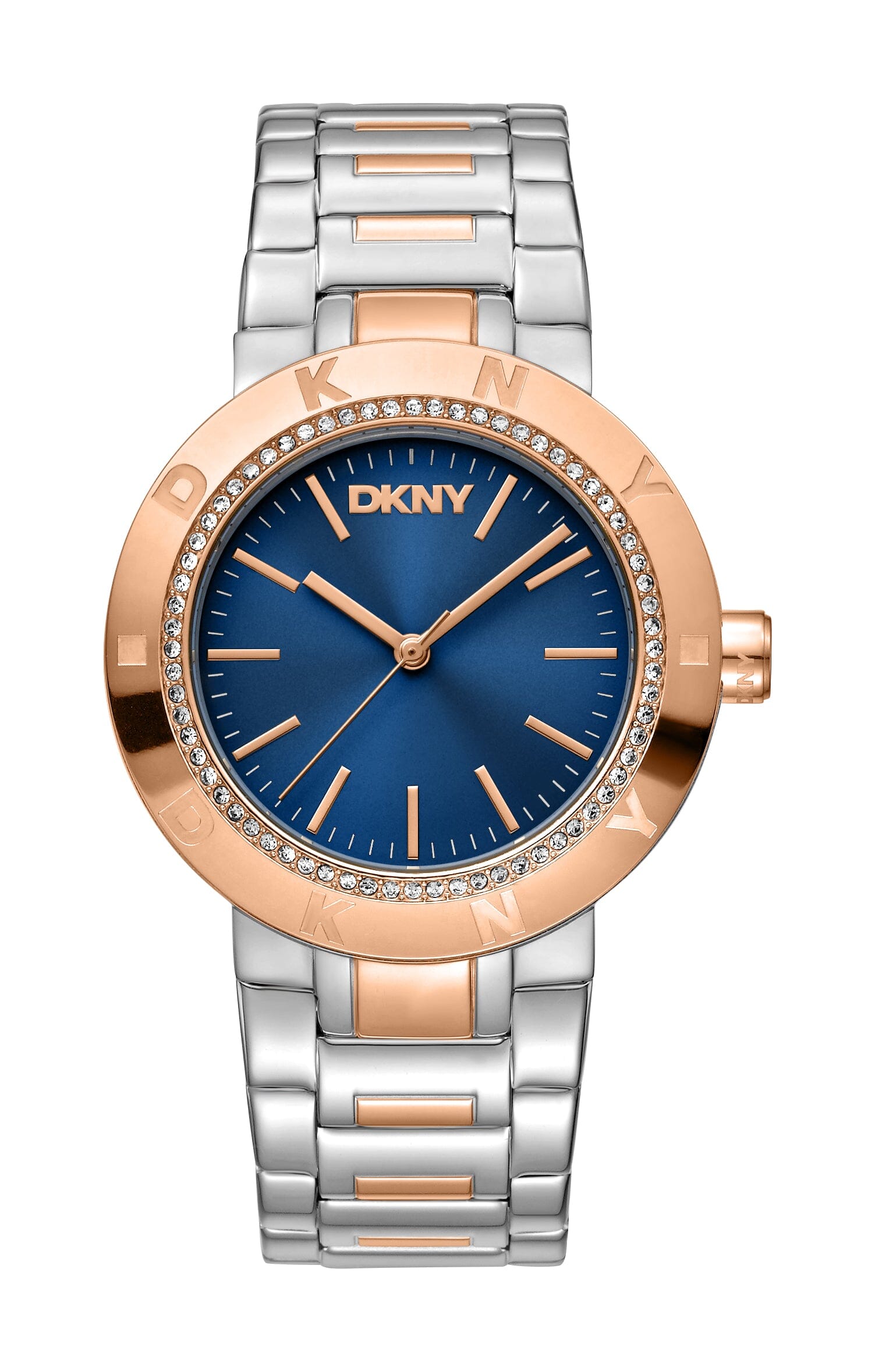 DK1L023M0075 DKNY Evening Dark Blue Dial Two Tone Silver & Rose Gold Women's Watch 36mm Watches DKNY 