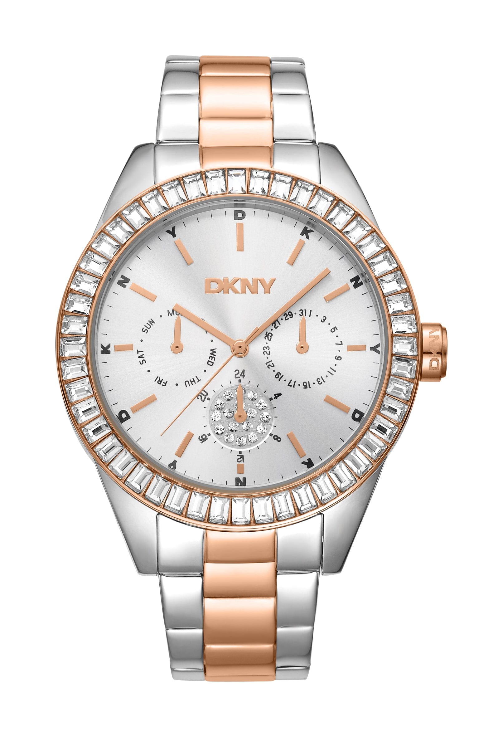 DK1L027M0085 DKNY Evening Silver Dial Two Tone Silver & Rose Gold Women's Watch 40mm Watches DKNY 
