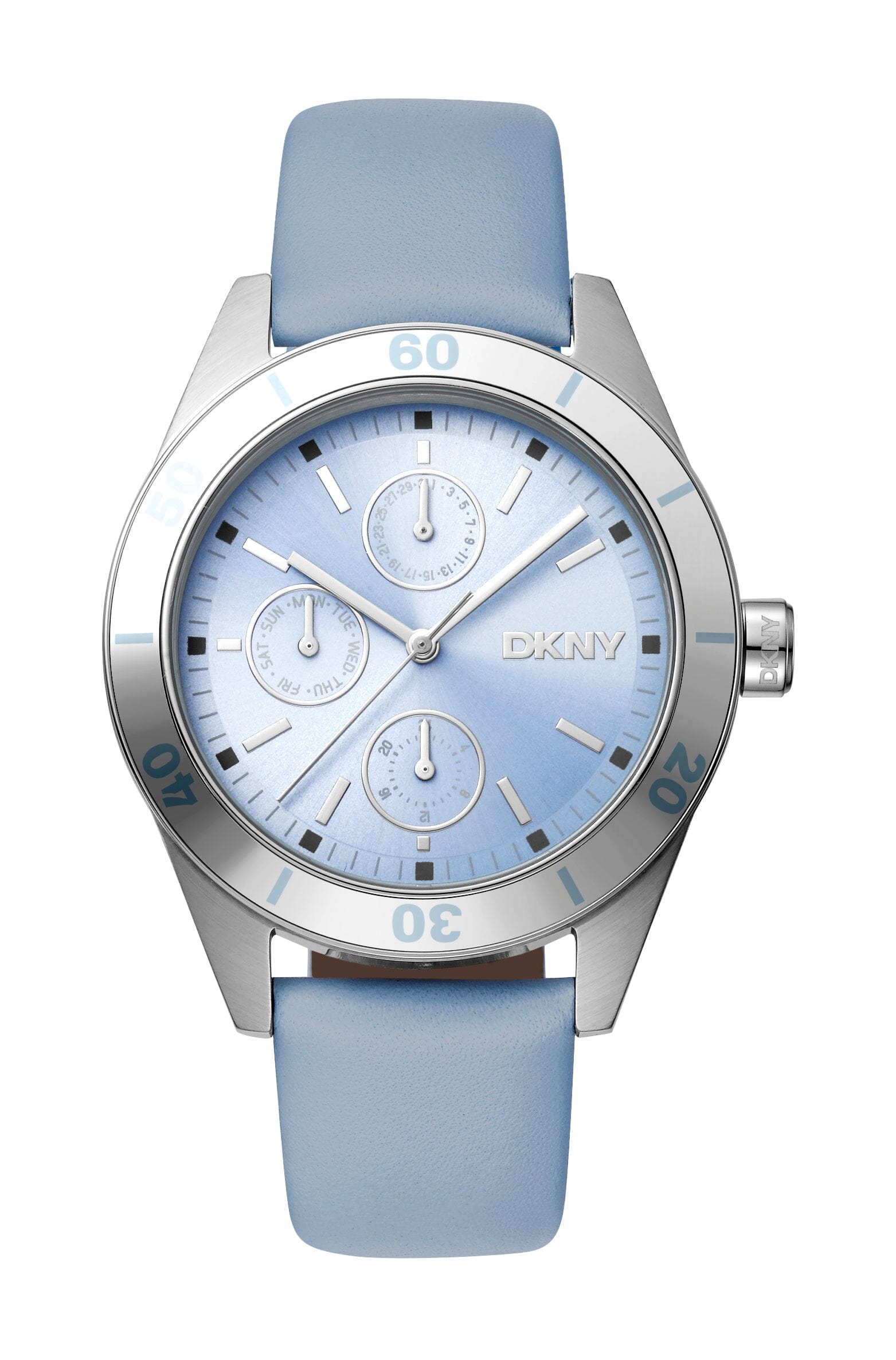 DK1L028L0015 DKNY Active Multi-Function Light Blue Dial Silver Women's Watch 38mm Watches DKNY 
