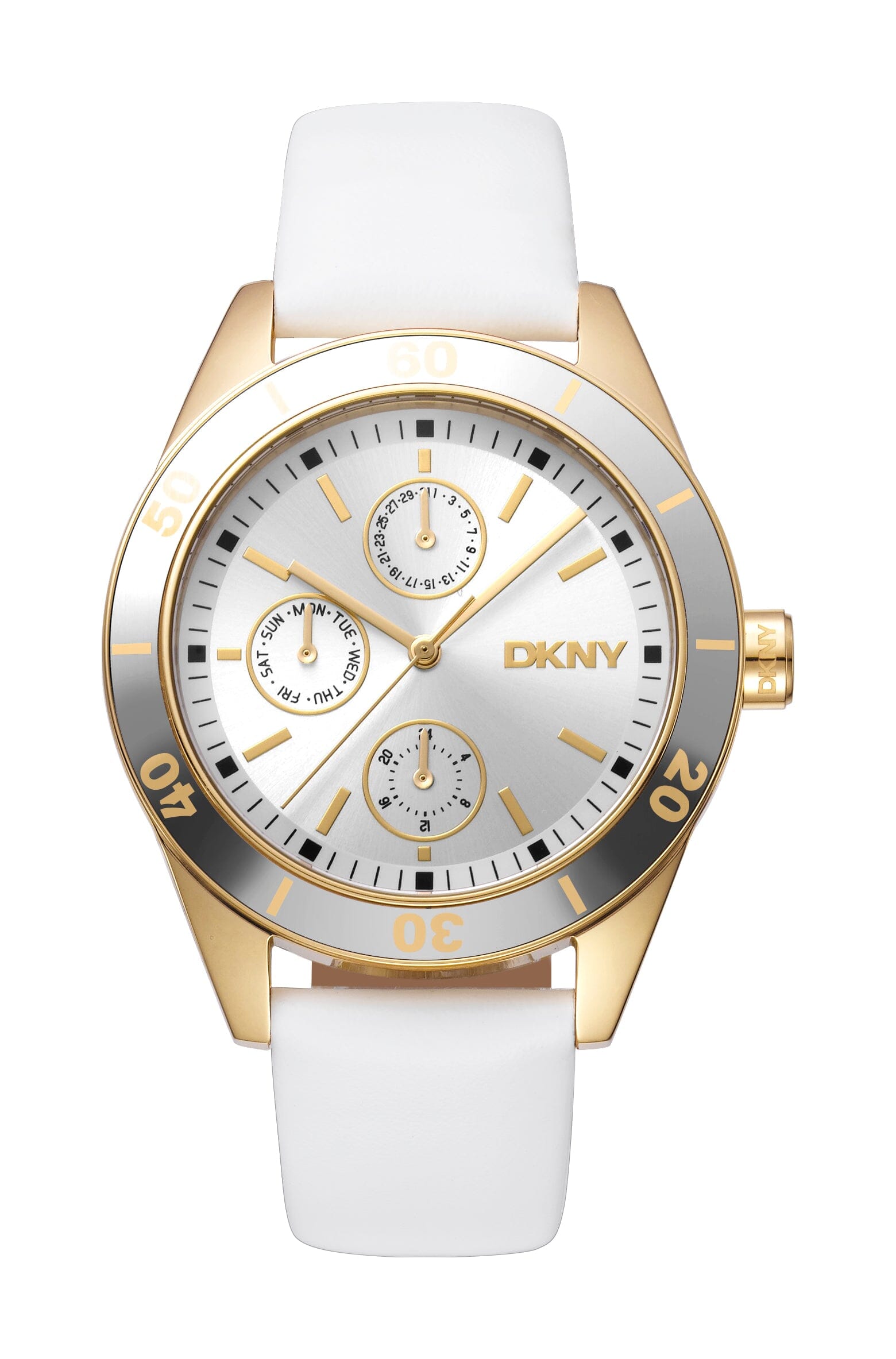 DK1L028L0025 DKNY Active Multi-Function Silver Dial Gold Women's Watch 38mm Watches DKNY 