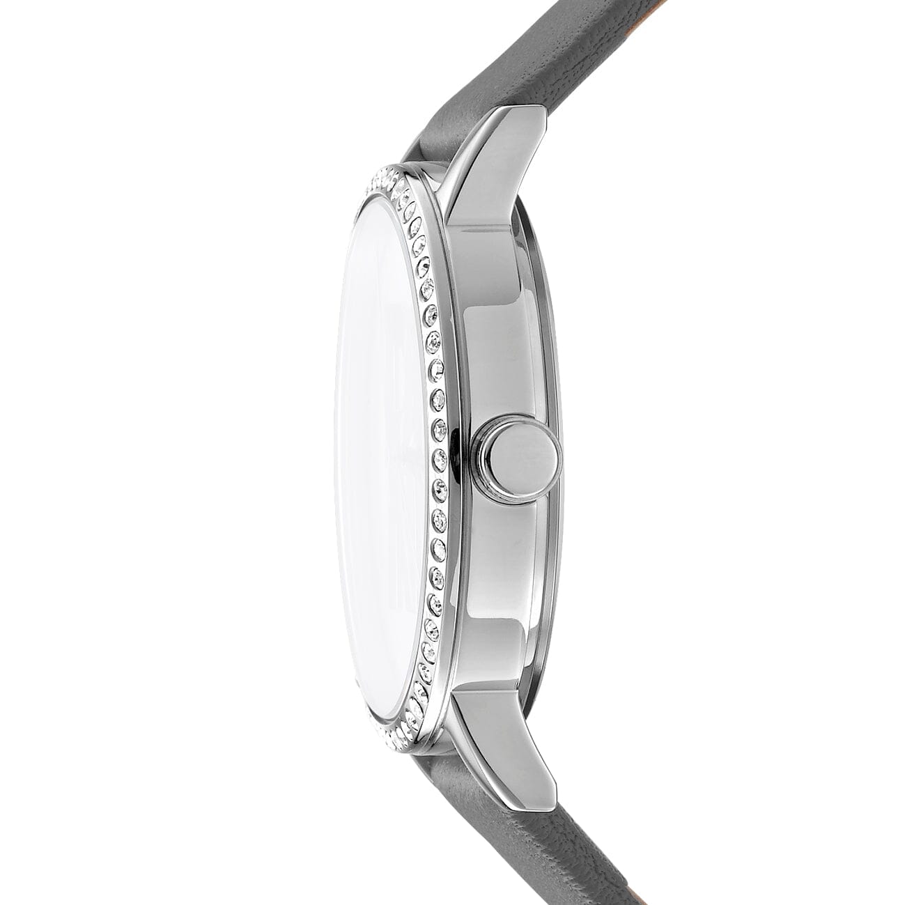 DK1L035L0015 DKNY Logo Silver Dial Grey Leather Strap Women's Watch 36mm Watches DKNY 