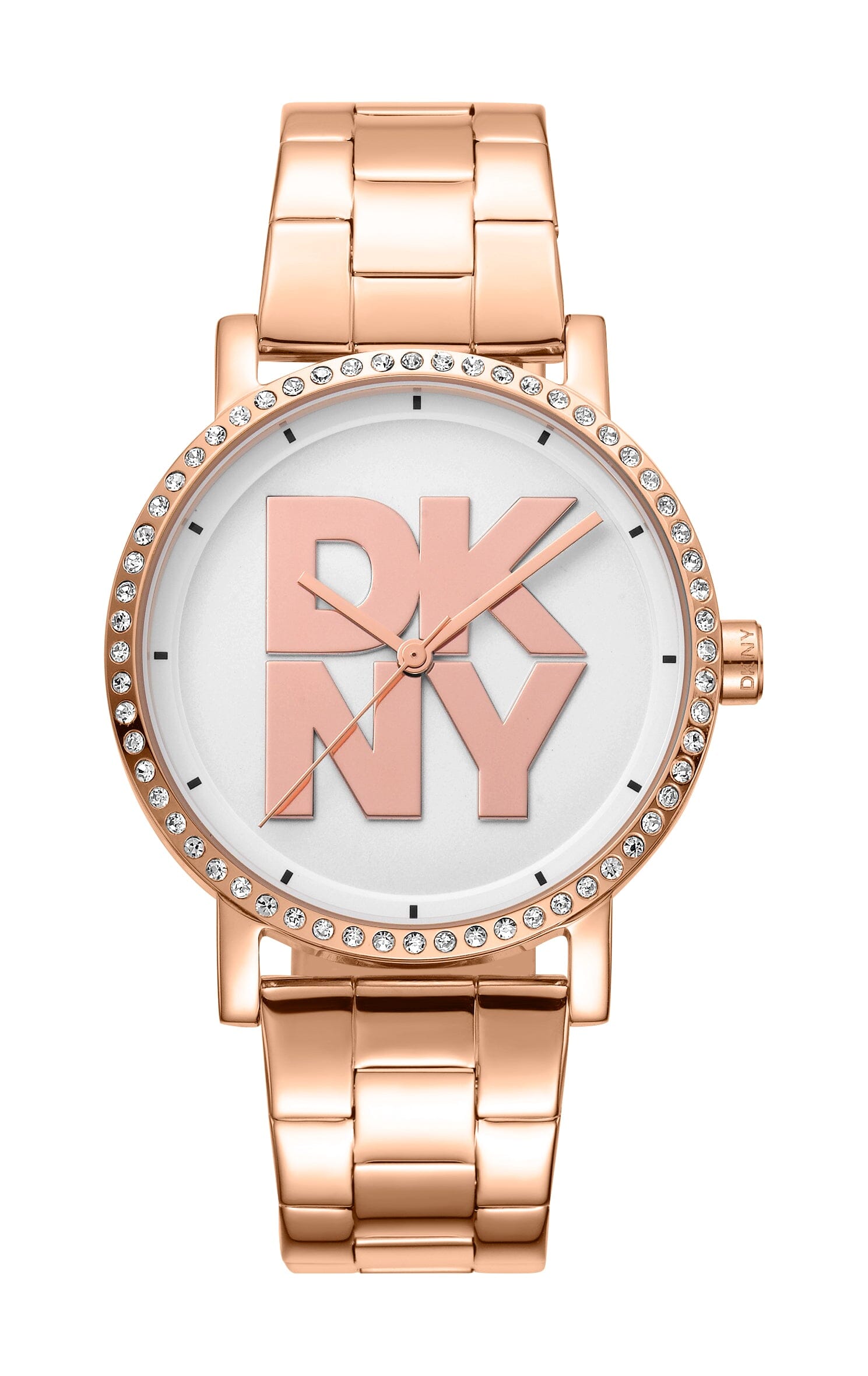 DK1L035M0065 DKNY Logo Silver Dial Stainless Steel Rose Gold Women's Watch 36mm Watches DKNY 