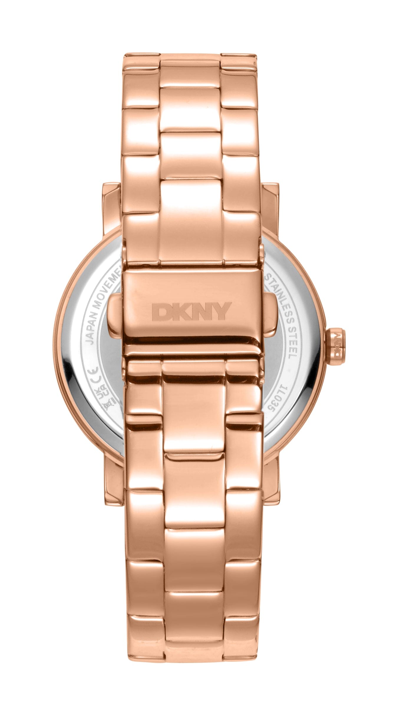 DK1L035M0065 DKNY Logo Silver Dial Stainless Steel Rose Gold Women's Watch 36mm Watches DKNY 