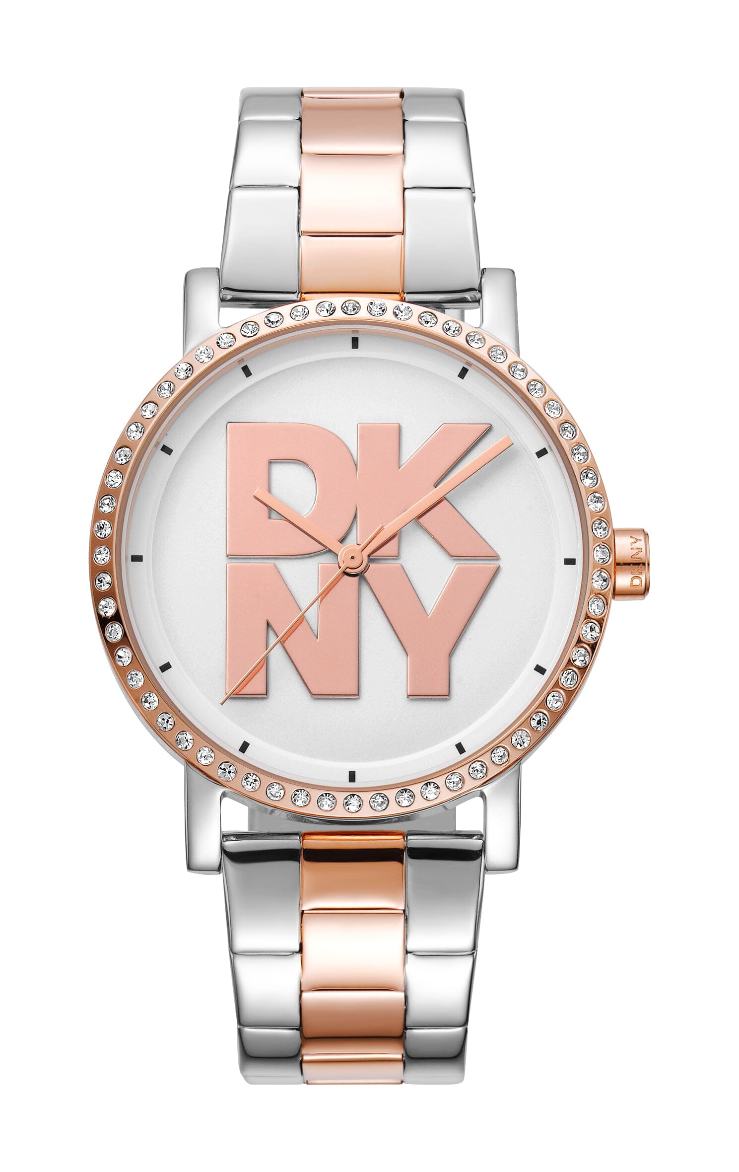 DK1L035M0095 DKNY Logo Silver Dial Two Tone Silver & Rose Gold Women's Watch 36mm Watches DKNY 
