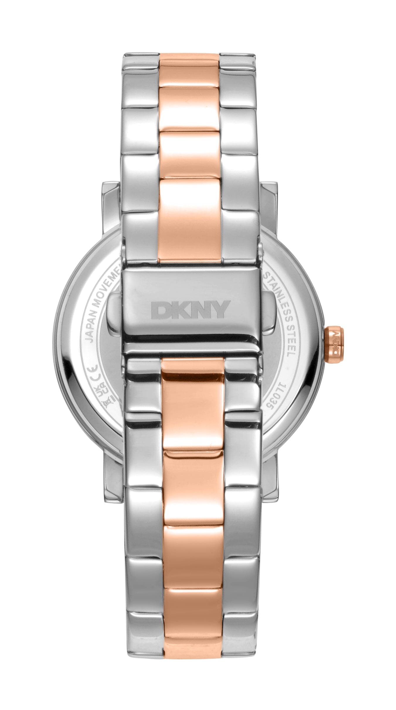 DK1L035M0095 DKNY Logo Silver Dial Two Tone Silver & Rose Gold Women's Watch 36mm Watches DKNY 