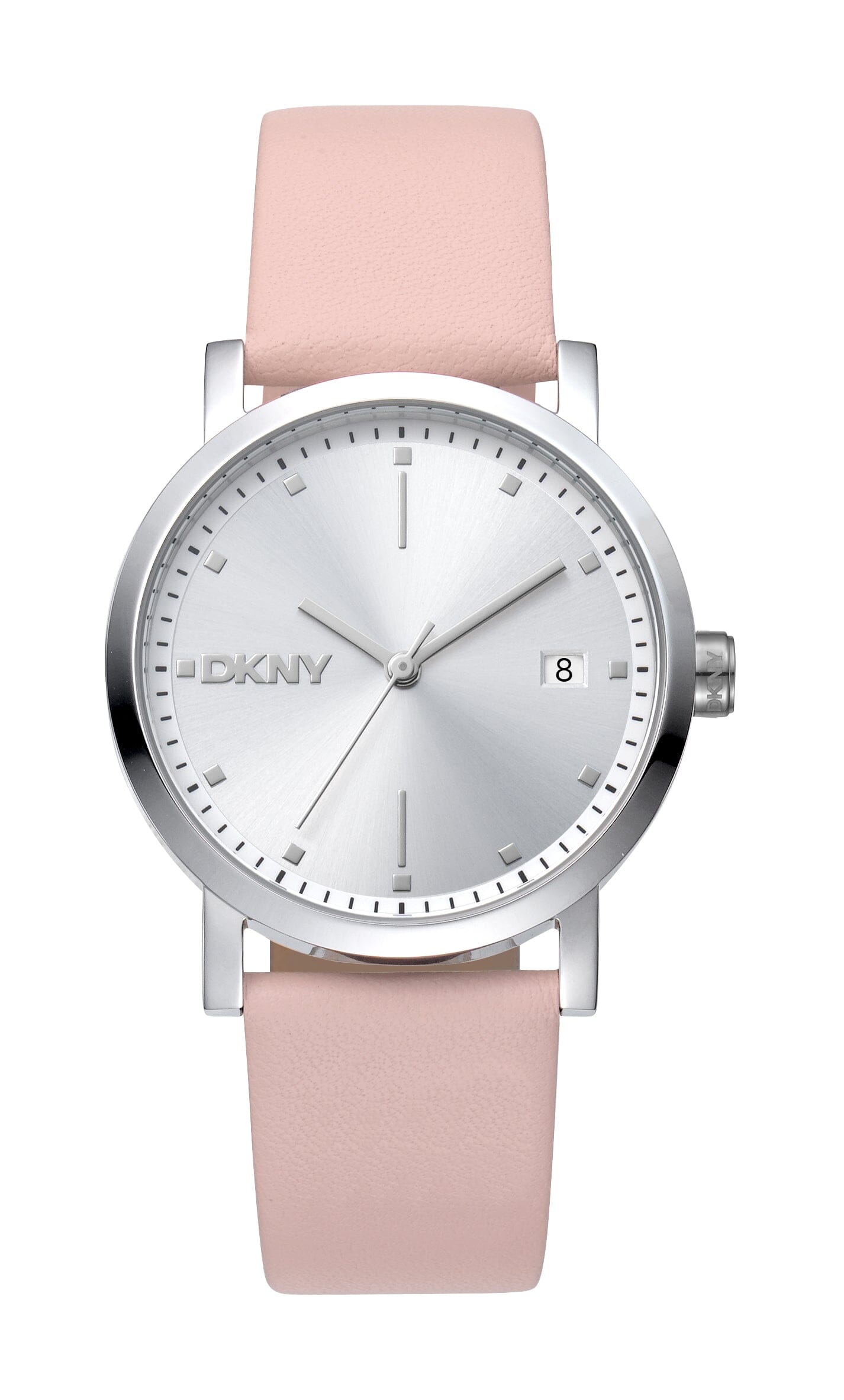 DK1L036L0015 DKNY Soho Midi Silver Dial Pink Leather Strap Women's Watch 34mm Watches DKNY 