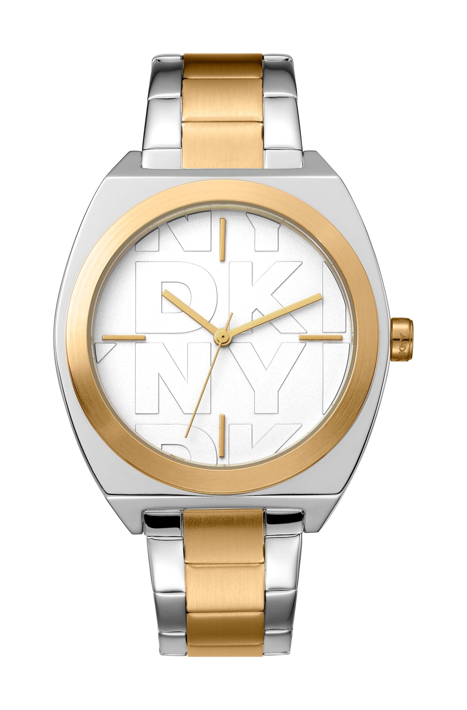 DK1L039M0045 DKNY Logo Silver Dial Two Tone Silver & Gold Women's Watch 38mm Watches DKNY 