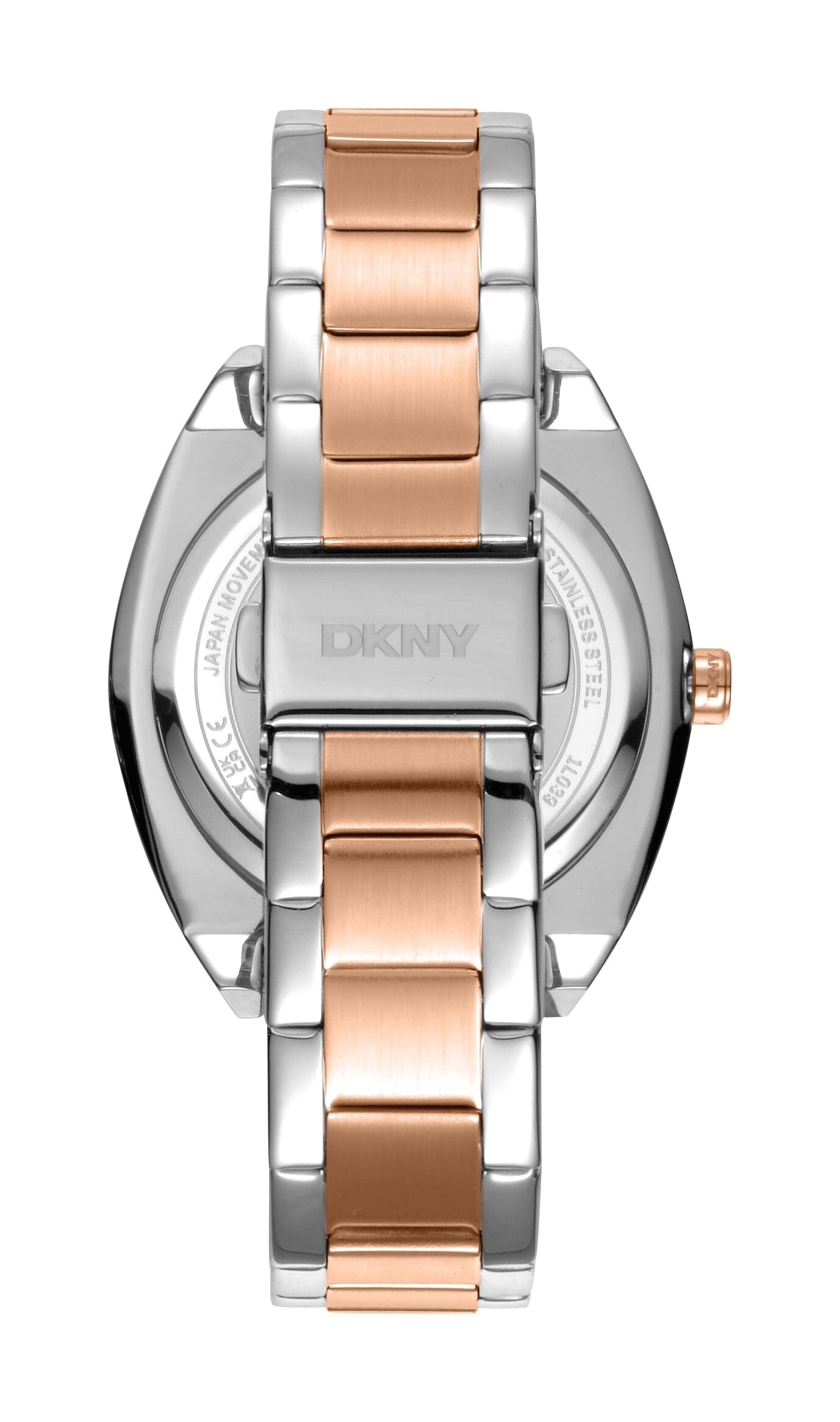 DK1L039M0065 DKNY Logo Silver Dial Two Tone Silver & Rose Gold Women's Watch 38mm Watches DKNY 