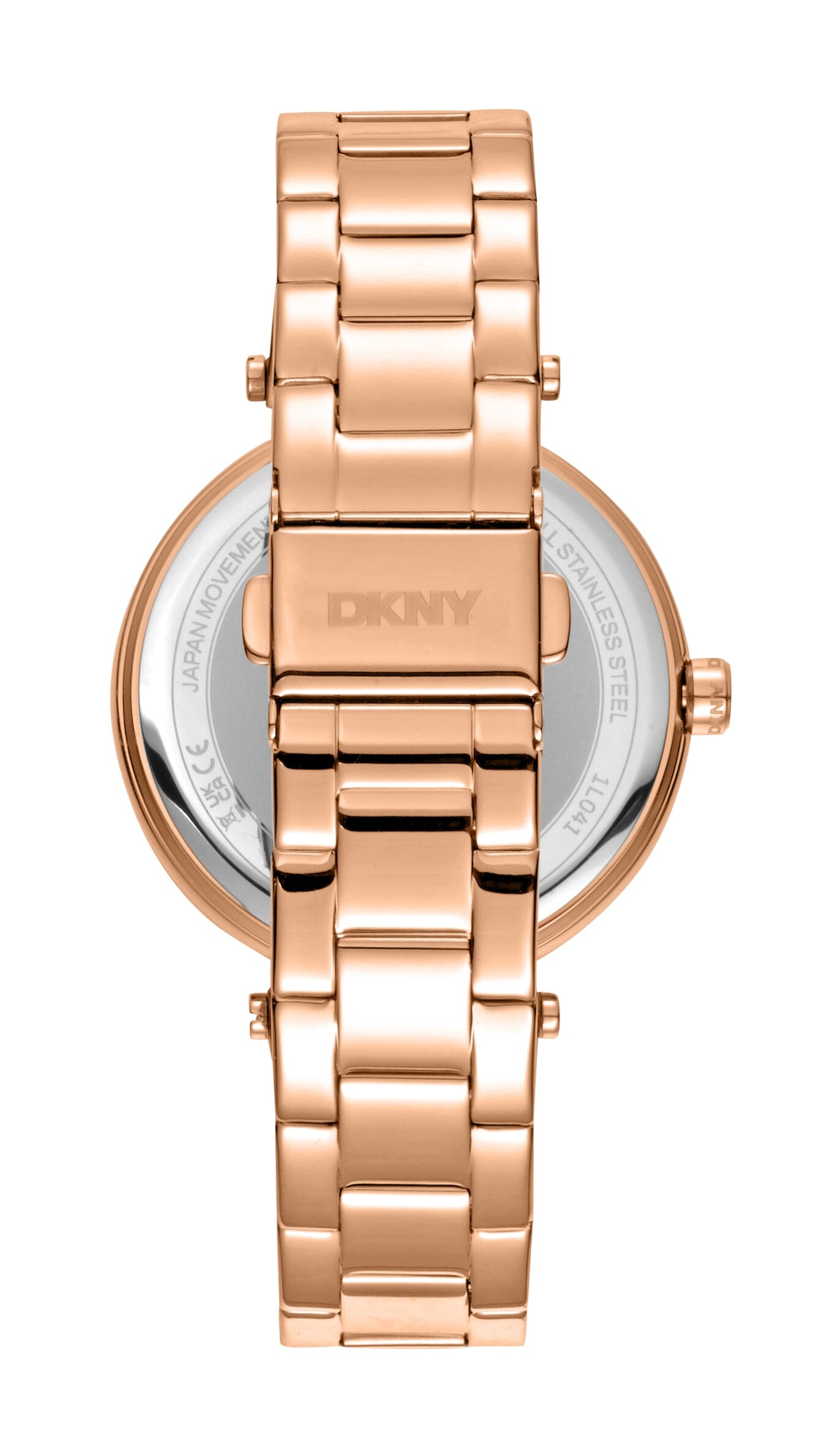 DK1L041M0075 DKNY Logo Silver White Dial Stainless Steel Rose Gold Women's Watch 38mm Watches DKNY 