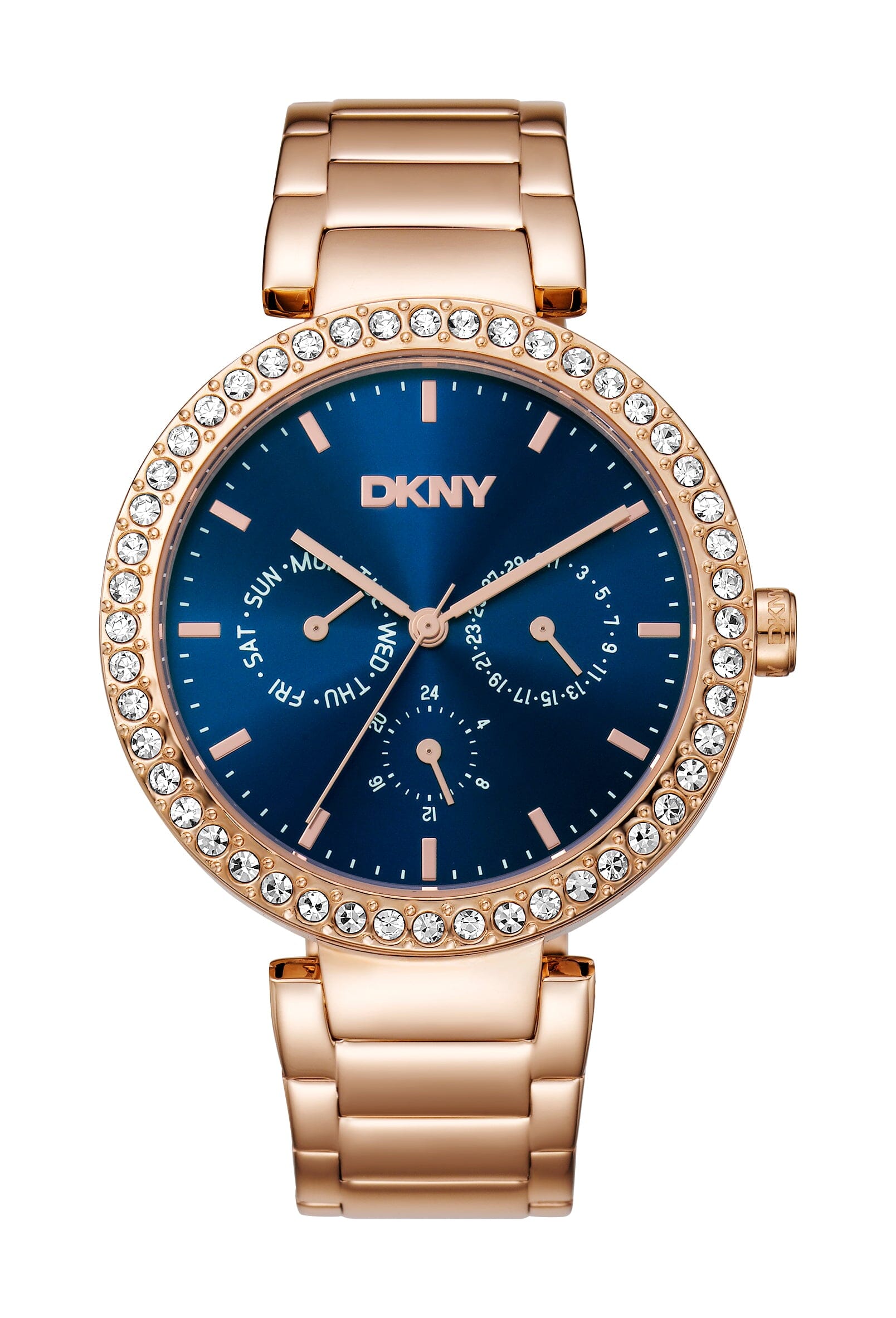 DK1L044M0065 DKNY Evening Multi-Function Dark Blue Dial Rose Gold Women's Watch 40mm Watches DKNY 