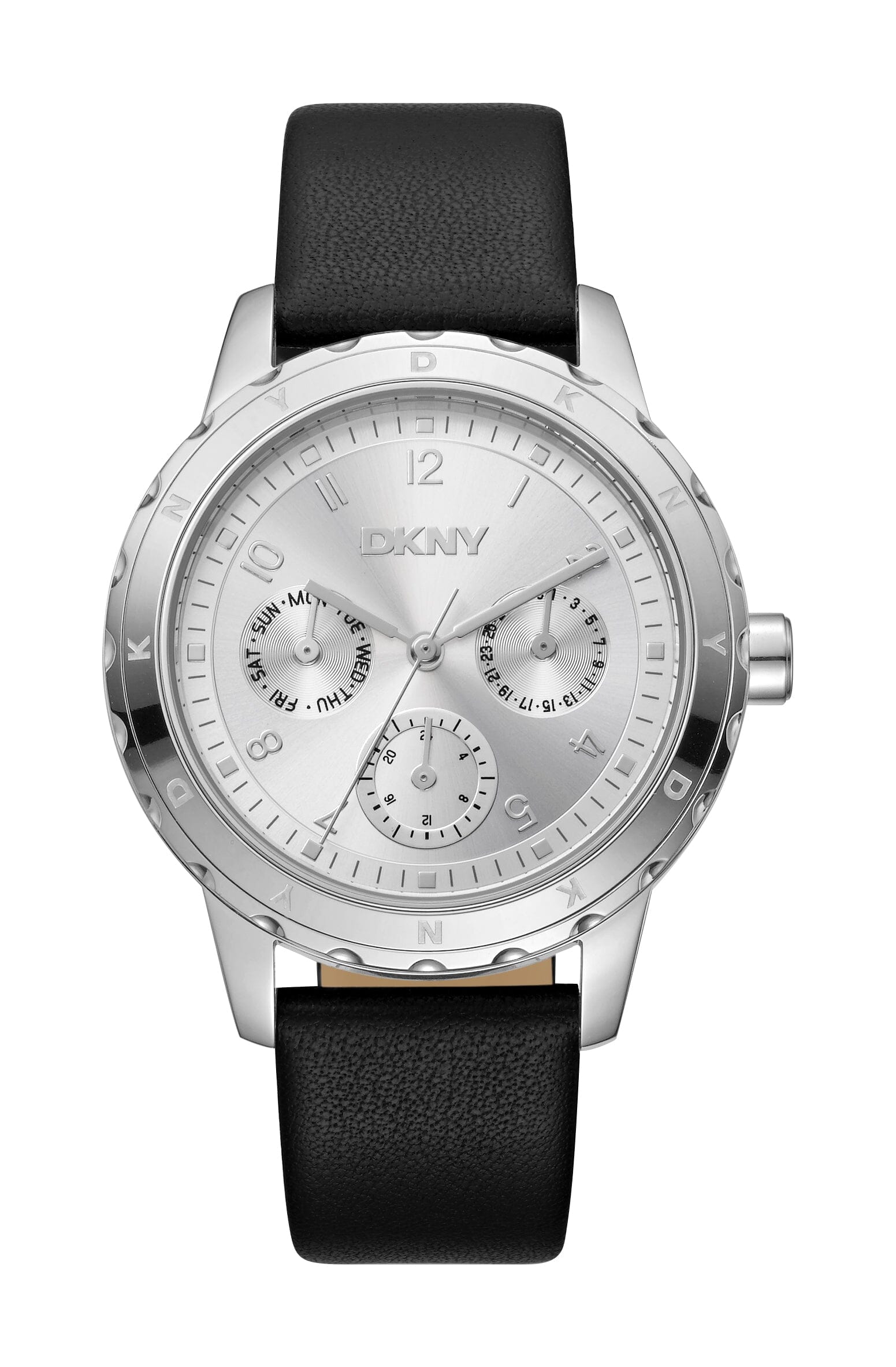 DK1L054L0015 DKNY Active Multi-Function Silver Dial Leather Strap Women's Watch 38mm Watches DKNY 