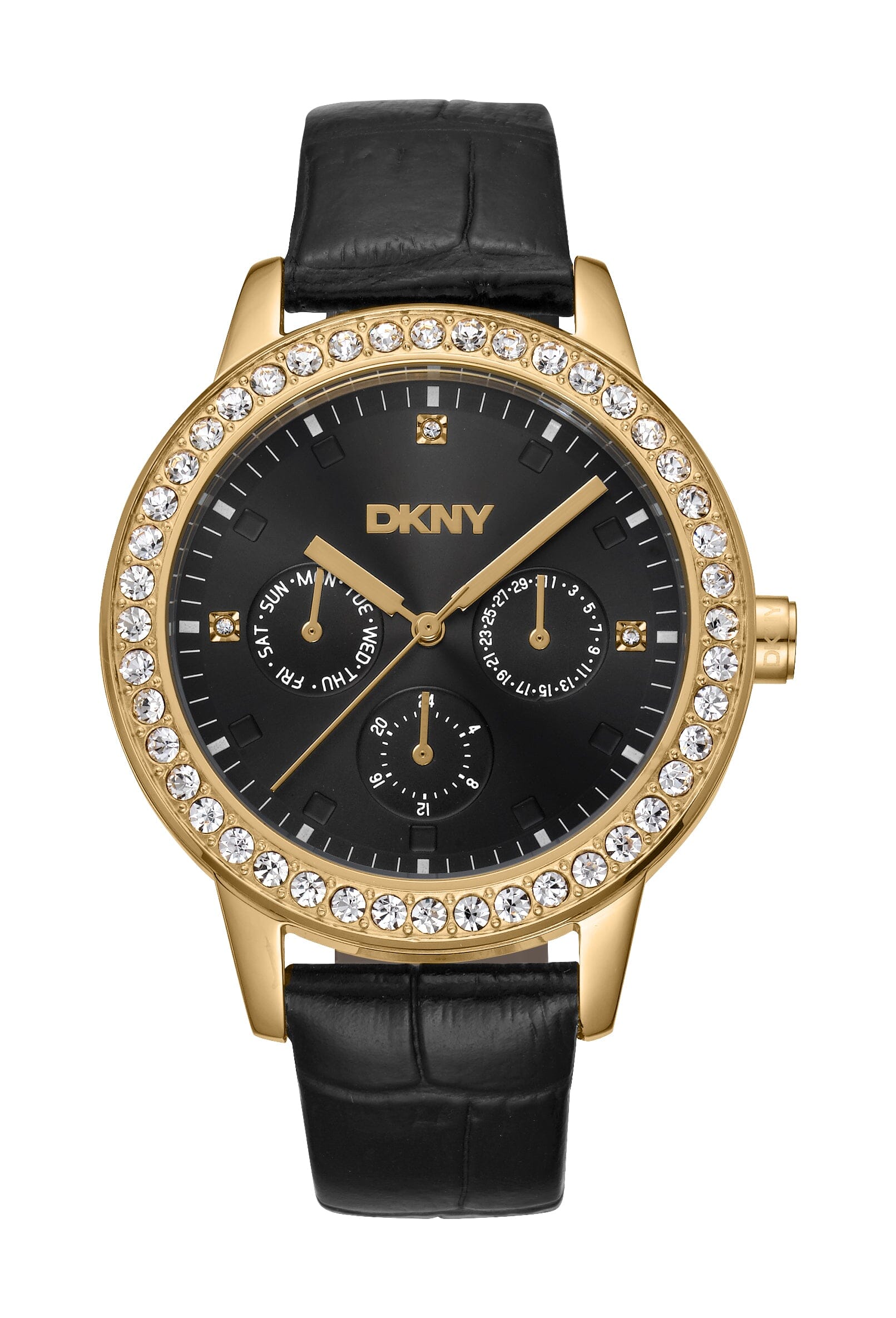 DK1L055L0025 DKNY Evening Multi-Function Black Dial Gold Women's Watch 40mm Watches DKNY 
