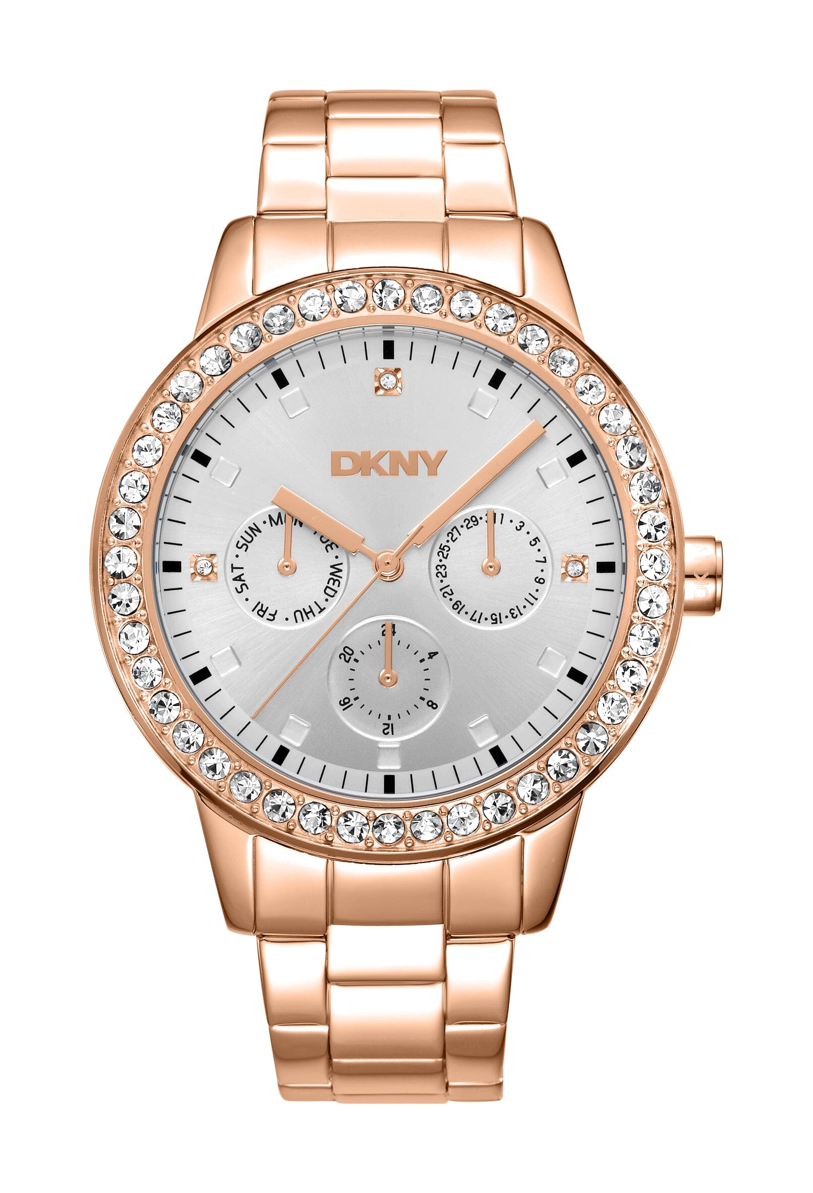 DK1L055M0065 DKNY Evening Multi-Function Silver Dial Rose Gold Women's Watch 40mm Watches DKNY 