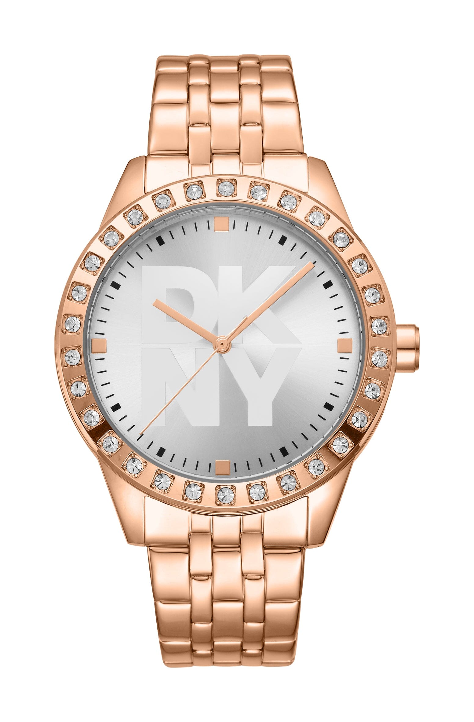 DK1L059M0065 DKNY Logo Silver Dial Stainless Steel Rose Gold Women's Watch 38mm Watches DKNY 