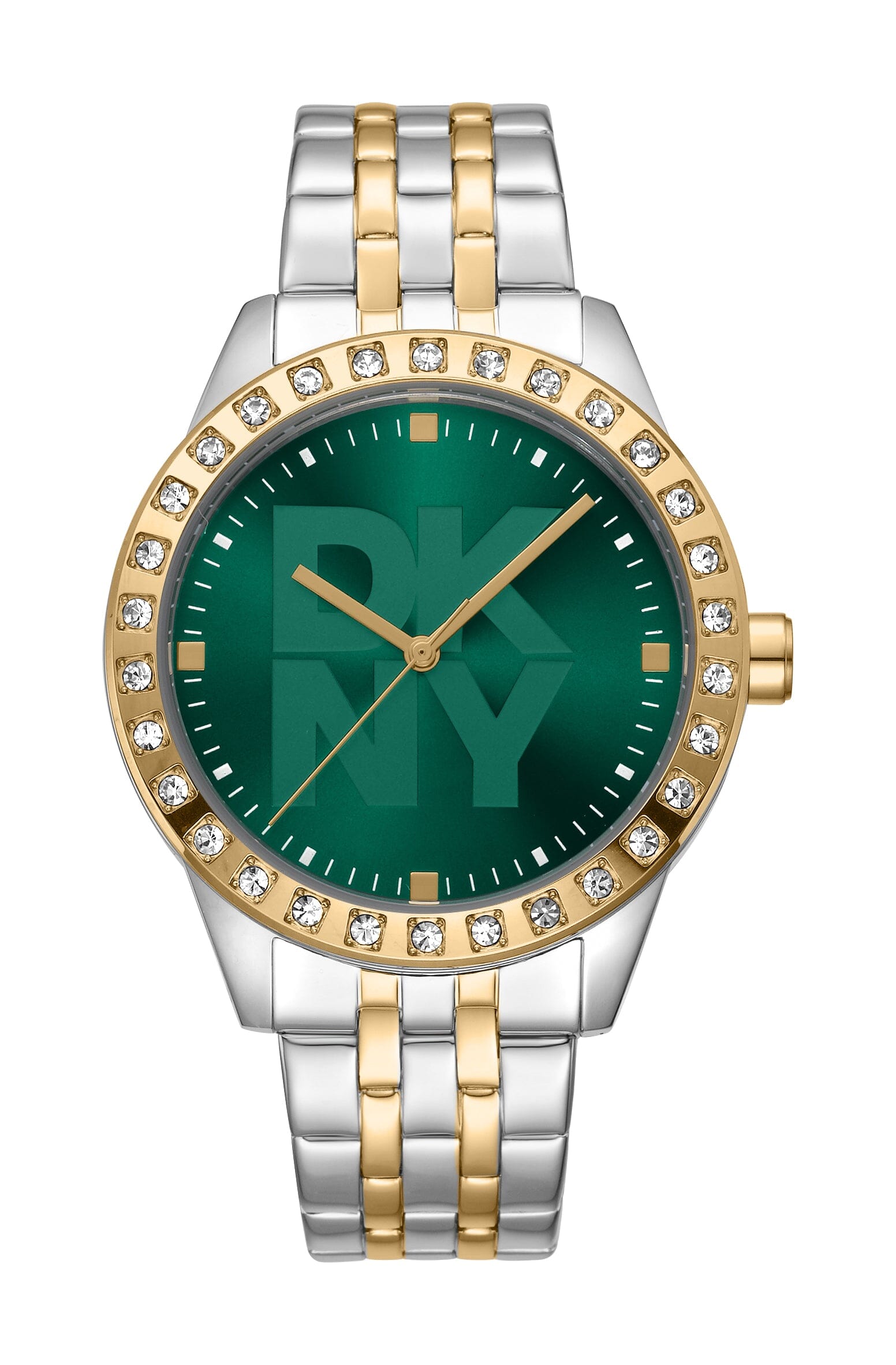 DK1L059M0075 DKNY Logo Dark Green Dial Two Tone Silver & Gold Women's Watch 38mm Watches DKNY 