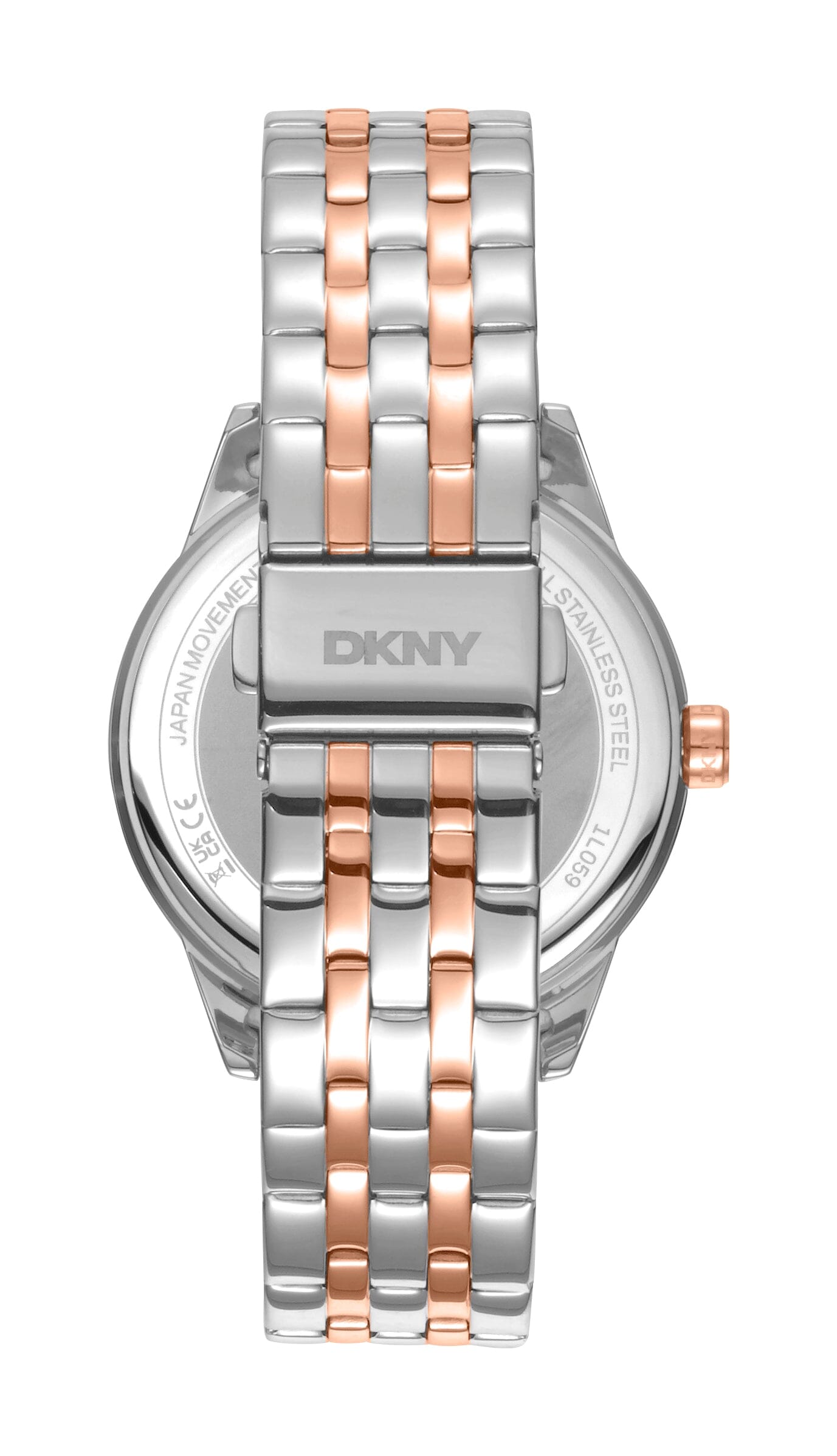 DK1L059M0085 DKNY Logo Dark Blue Dial Two Tone Silver & Rose Gold Women's Watch 38mm Watches DKNY 