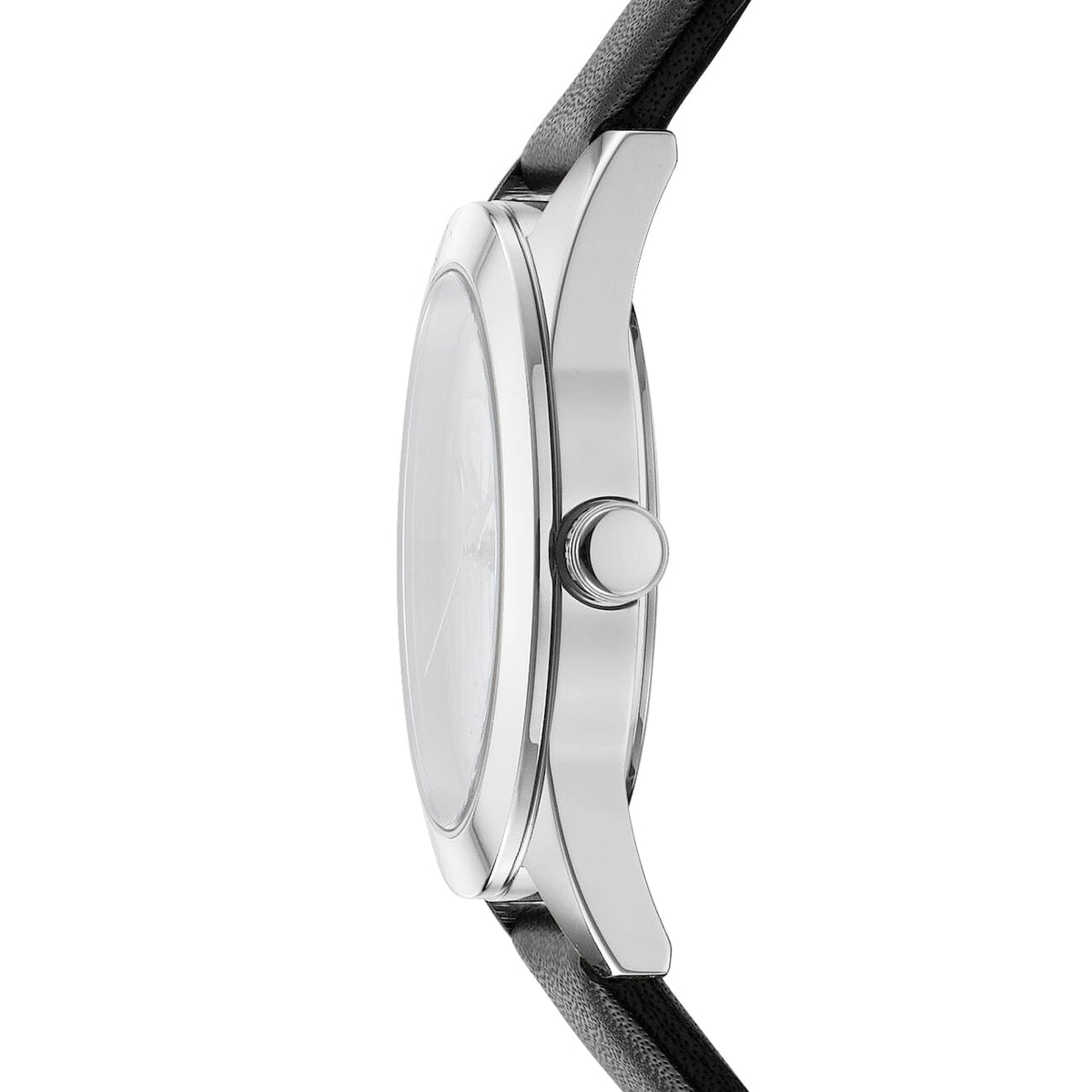 DK1L060L0015 DKNY Logo Silver Dial Black Leather Strap Women's Watch 32mm Watches DKNY 