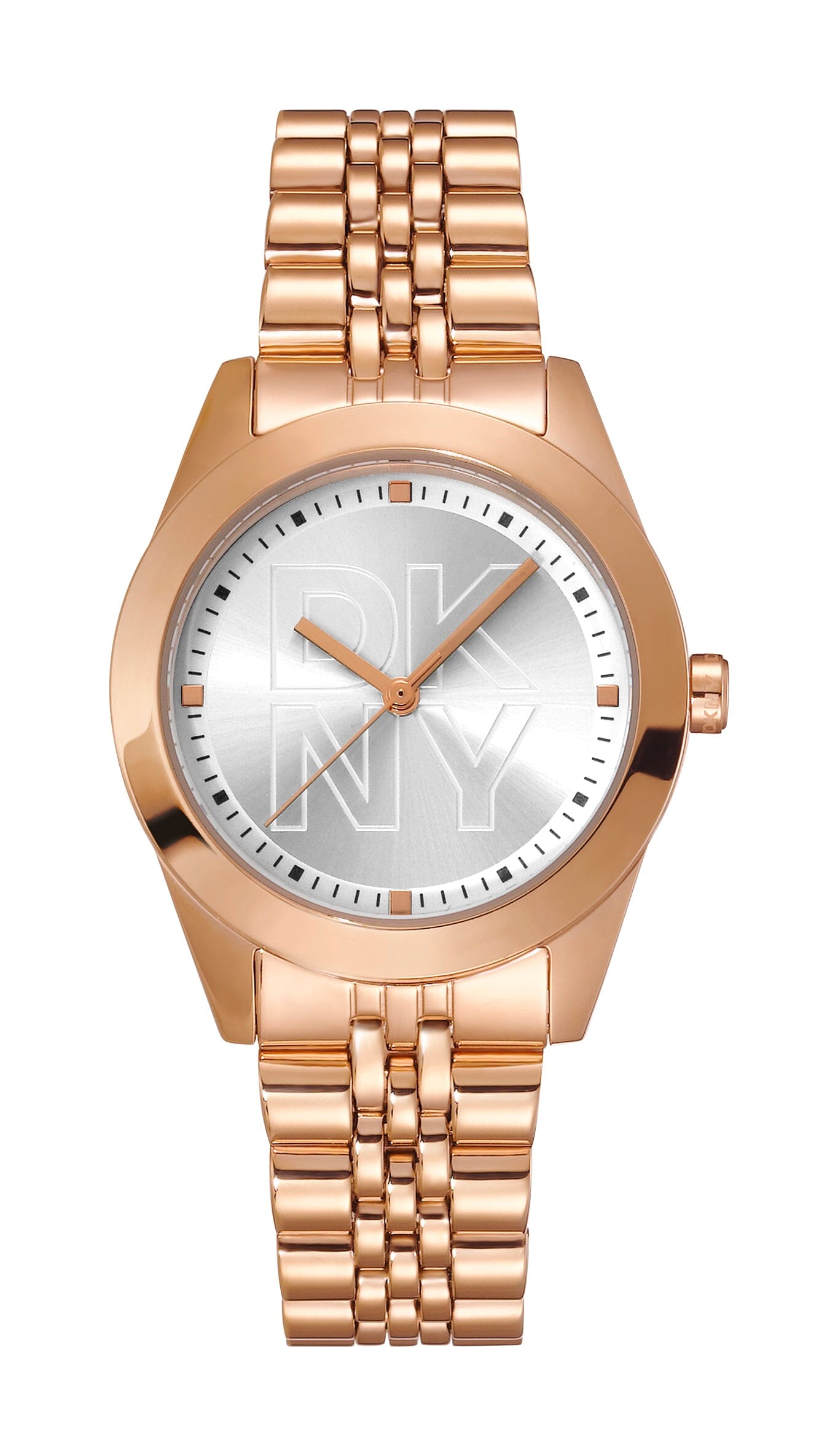 DK1L060M0055 DKNY Logo Silver Dial Stainless Steel Rose Gold Women's Watch 32mm Watches DKNY 