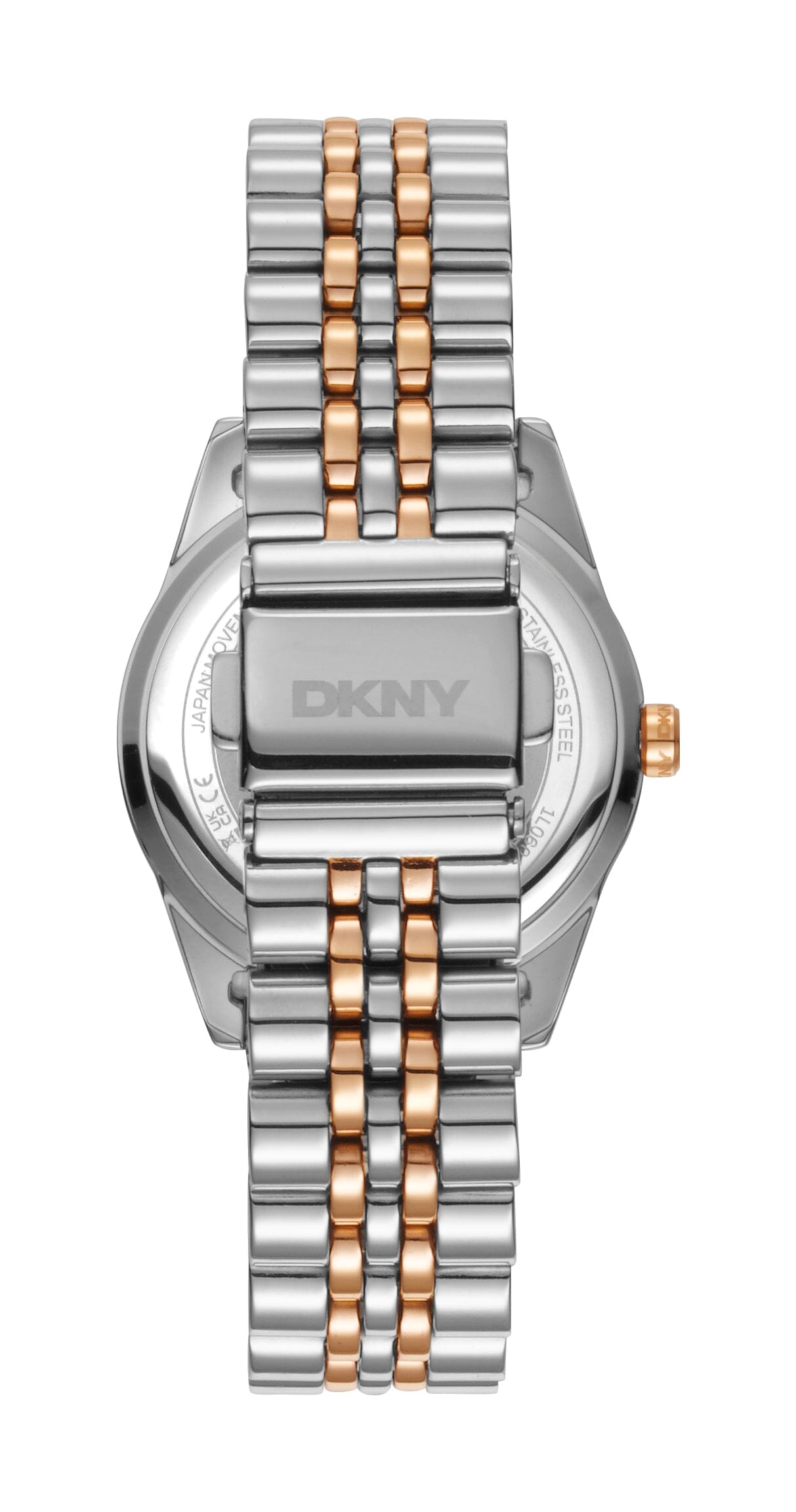 DK1L060M0075 DKNY Logo Silver Dial Two Tone Silver & Rose Gold Women's Watch 32mm Watches DKNY 