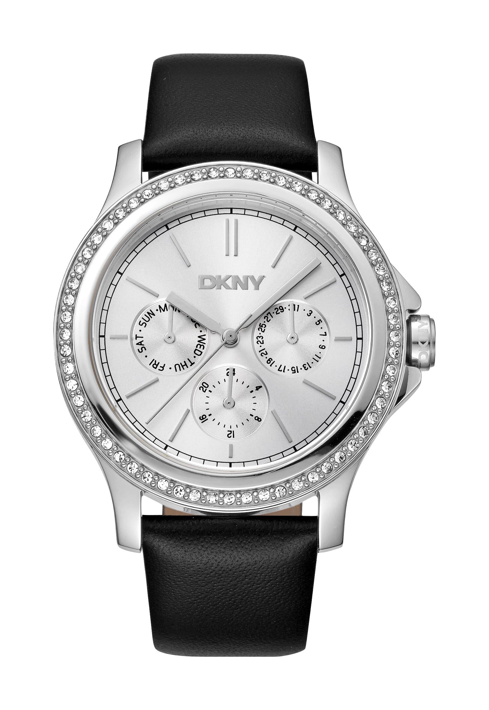 DK1L064L0015 DKNY Evening Multi-Function Black Leather Strap Women's Watch 40mm Watches DKNY 