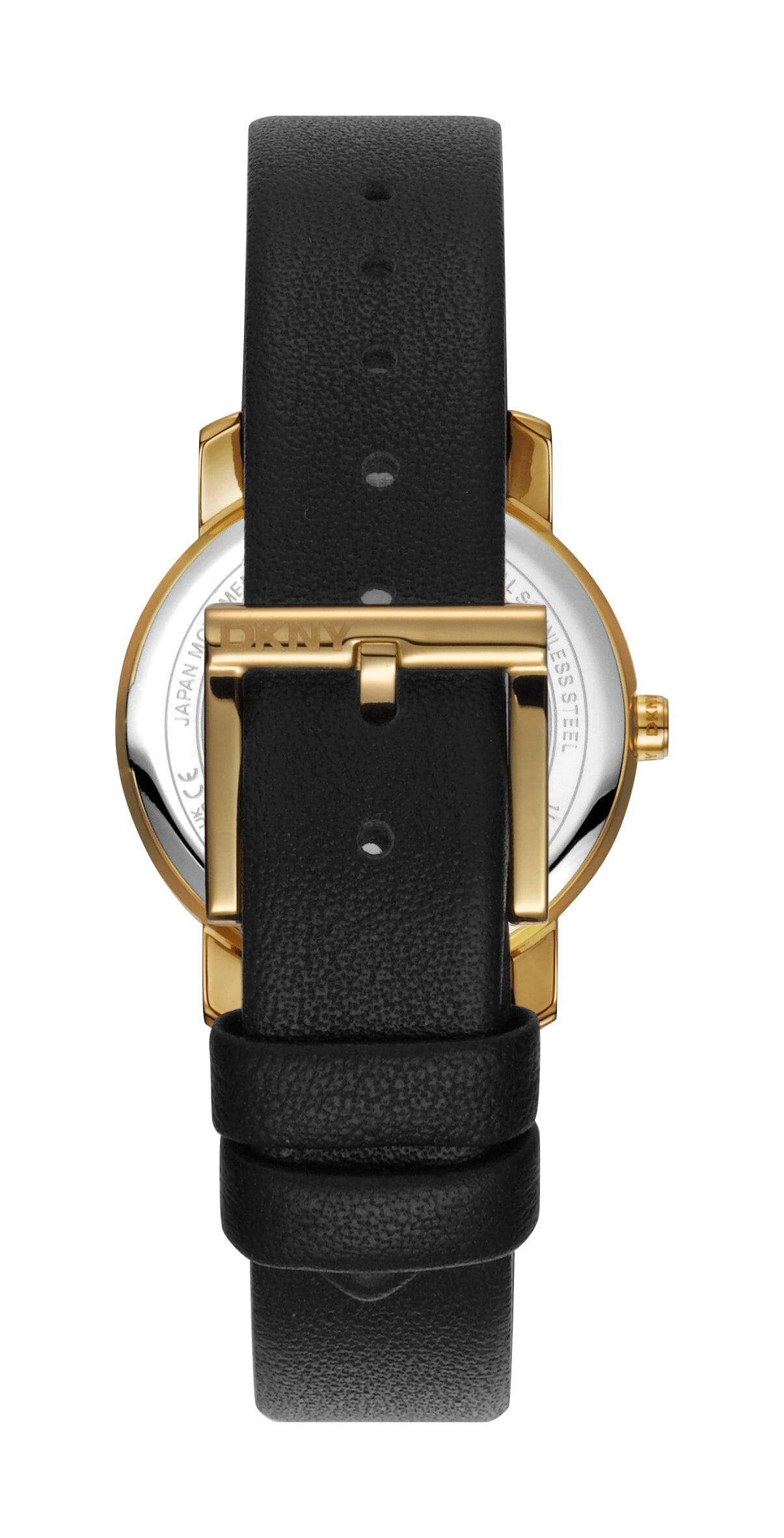 DK1L065L0025 DKNY Evening Silver Dial Black Leather Strap Gold Women's Watch 32mm Watches DKNY 