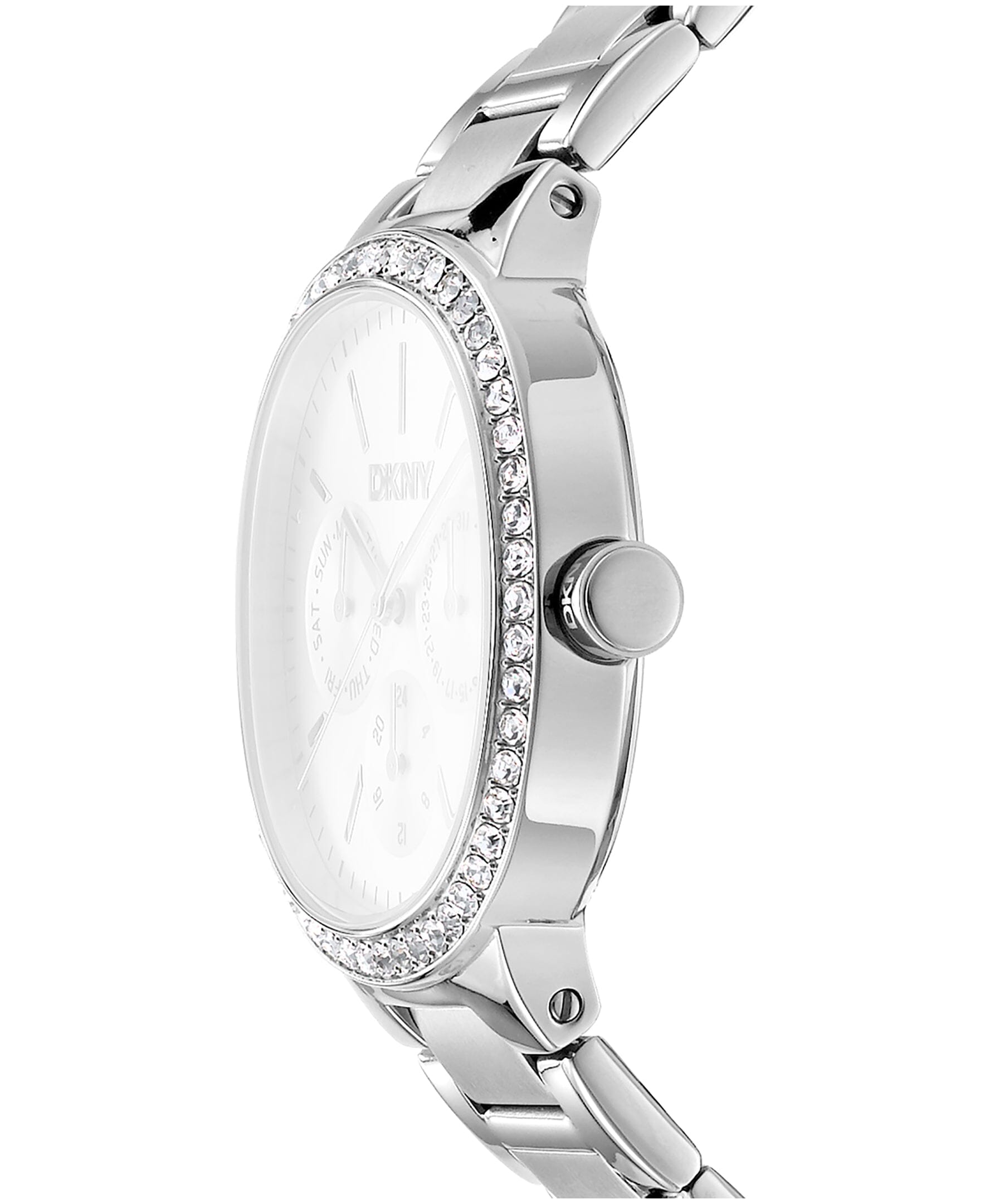DK1L084M0045 DKNY Women's Crystal Bezel Stainless Steel Bracelet Multifunctional Watch 36mm Watches DKNY 