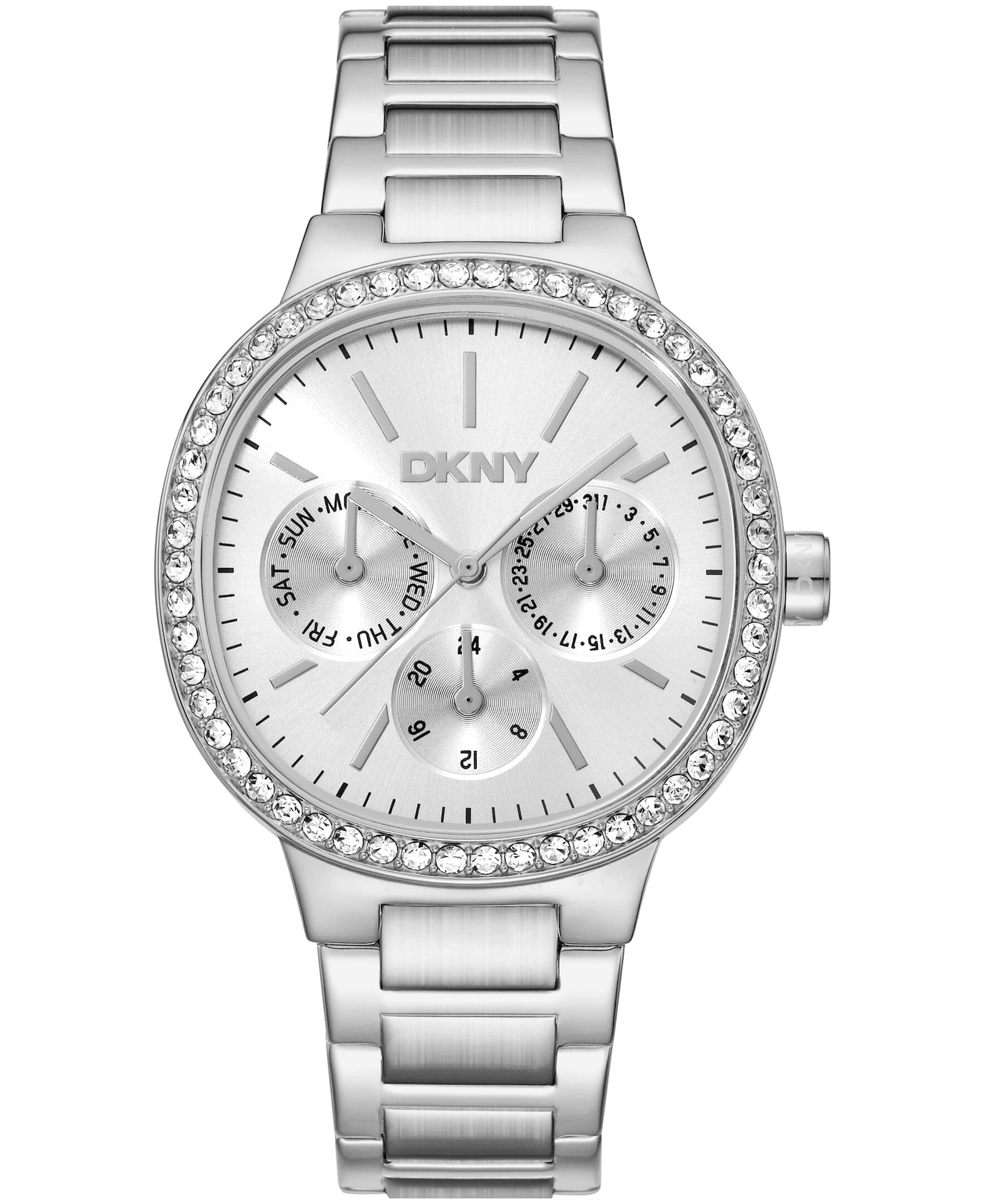 DK1L084M0045 DKNY Women's Crystal Bezel Stainless Steel Bracelet Multifunctional Watch 36mm Watches DKNY 
