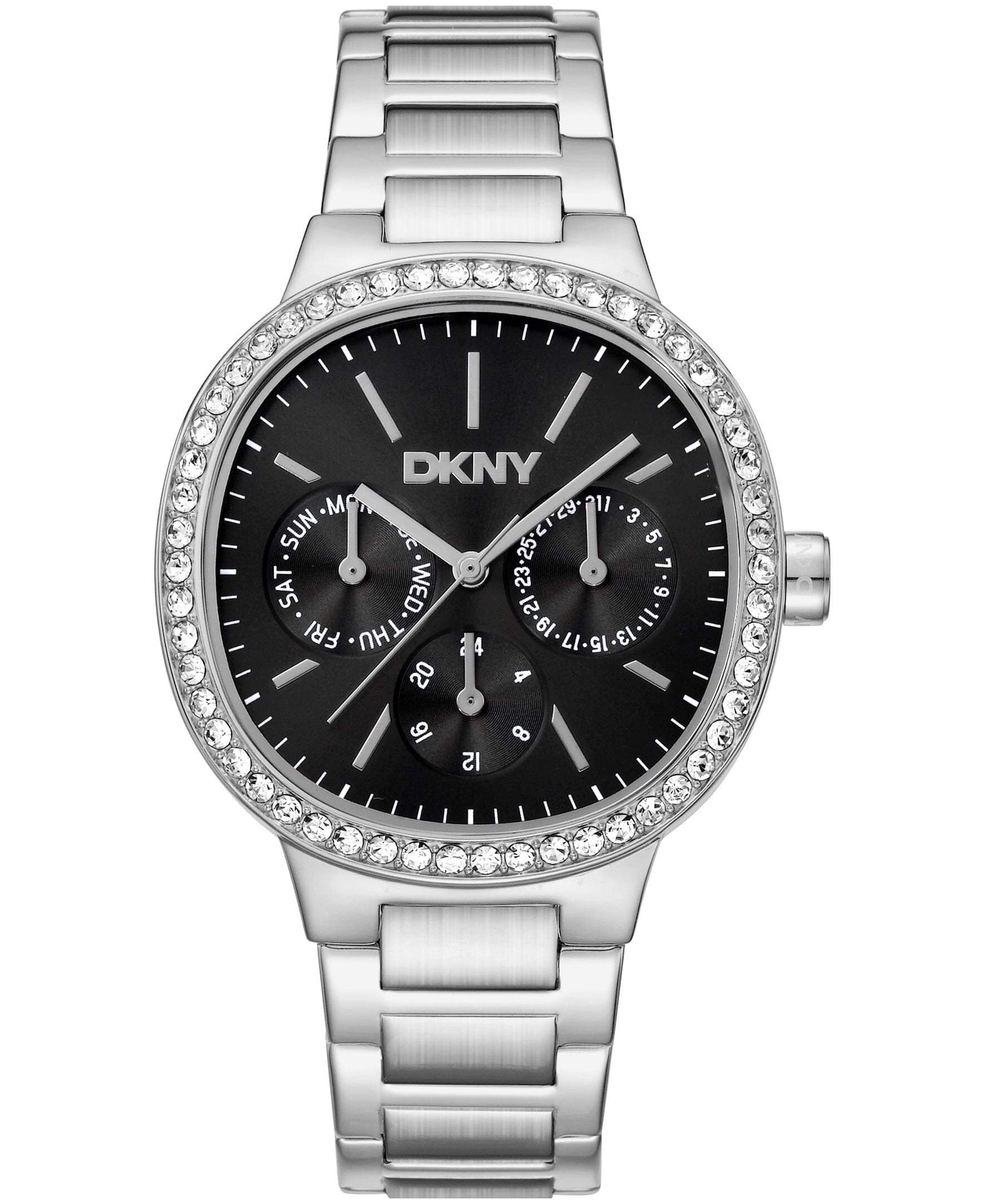 DK1L084M0055 DKNY Women's Crystal Bezel Stainless Steel Bracelet Multifunctional Watch 36mm Watches DKNY 