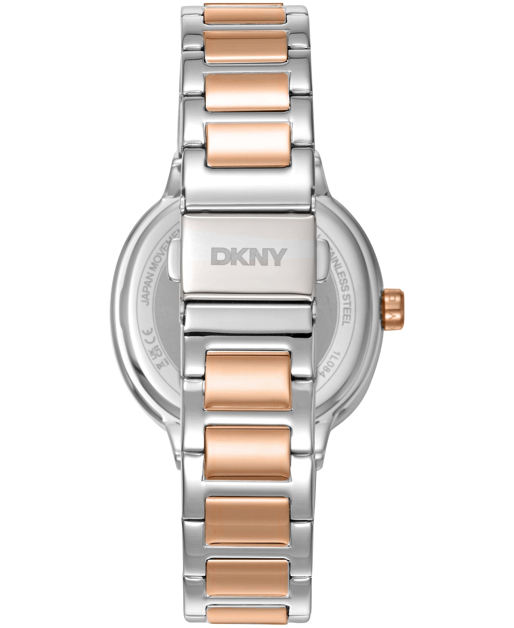 DK1L084M0095 DKNY Women's Crystal Bezel Two-Tone Red Gold Stainless Steel Bracelet Multifunctional Watch 36mm Watches DKNY 