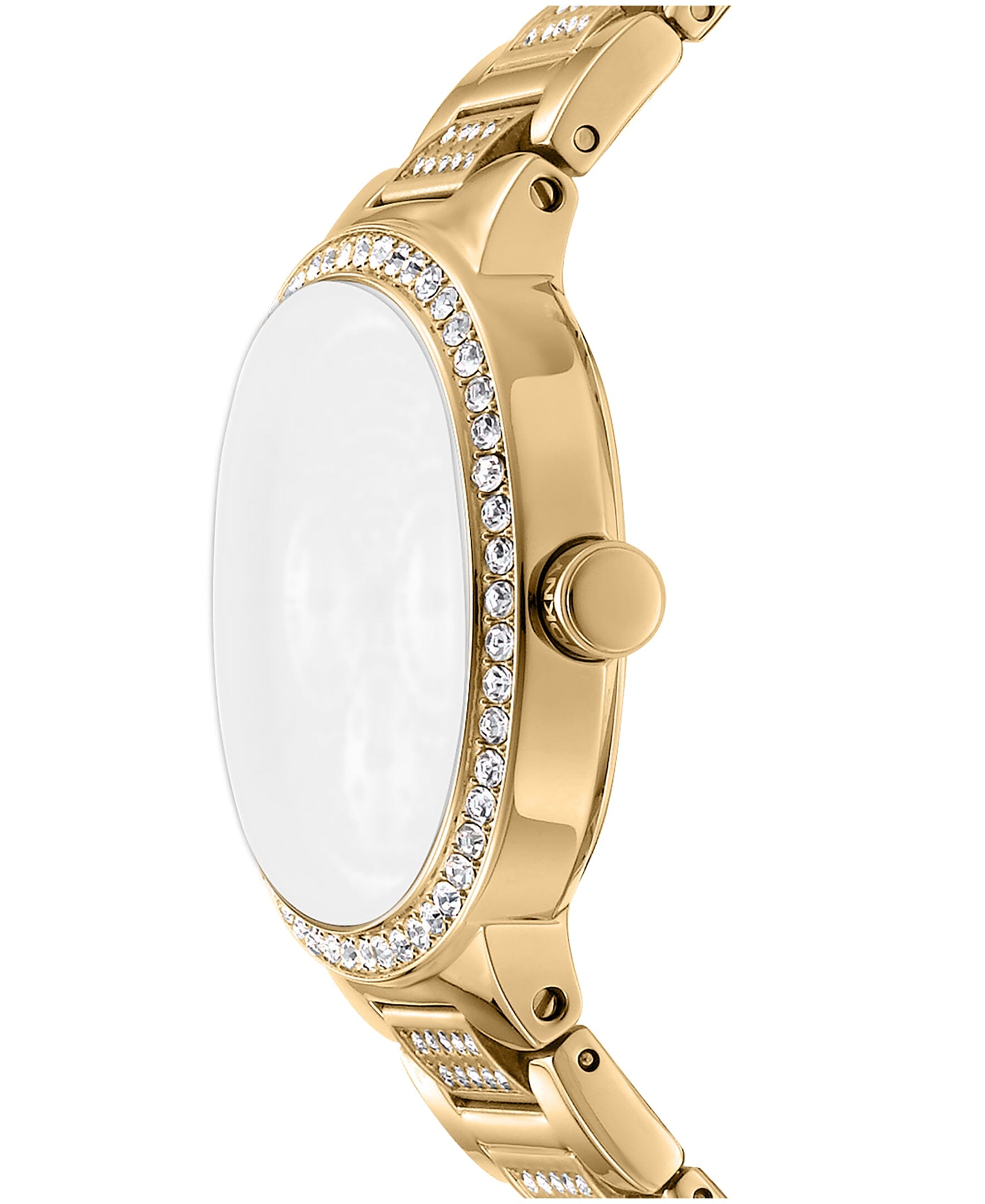 DK1L084M0225 DKNY Women's Crystal Covered Dial Crystal Bezel Gold-Tone Stainless Steel Bracelet Multifunctional Watch 36mm Watches DKNY 