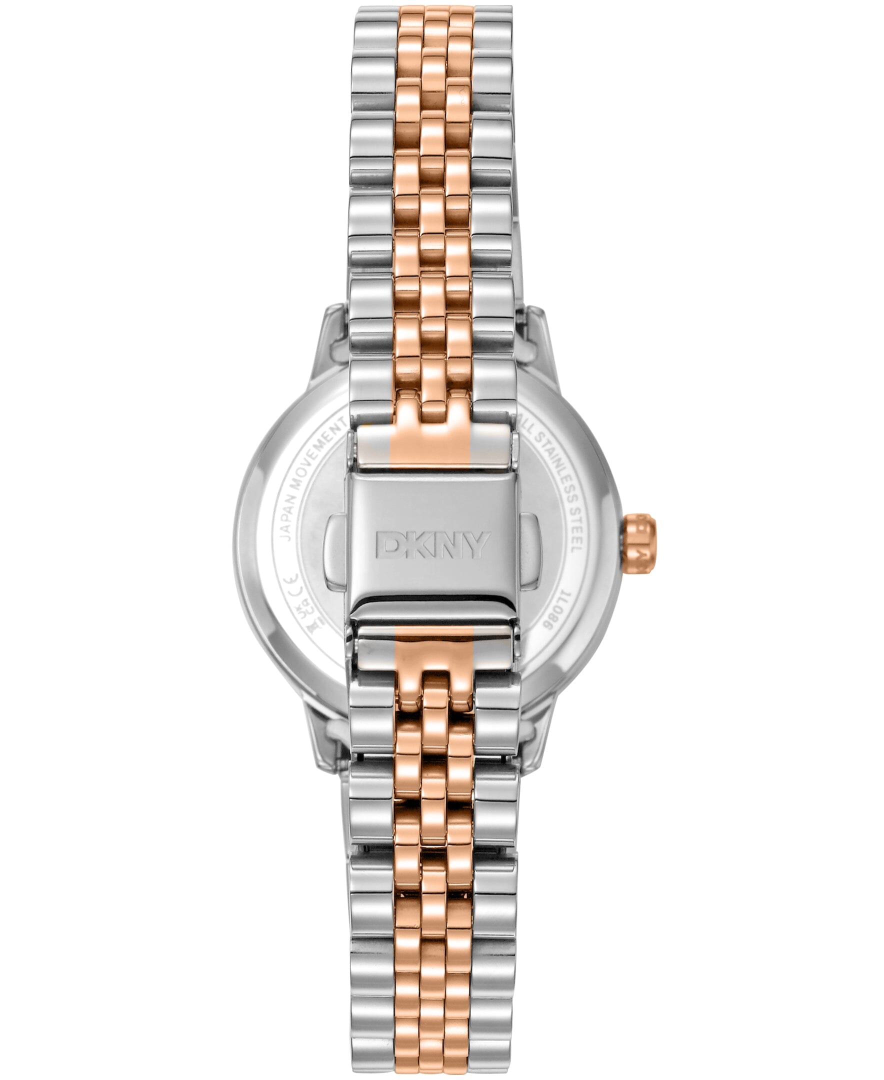 DK1L086M0095 DKNY Women's Crystal Accented Dial Two-Tone Rose Gold Stainless Steel Bracelet Watch 30mm Watches DKNY 