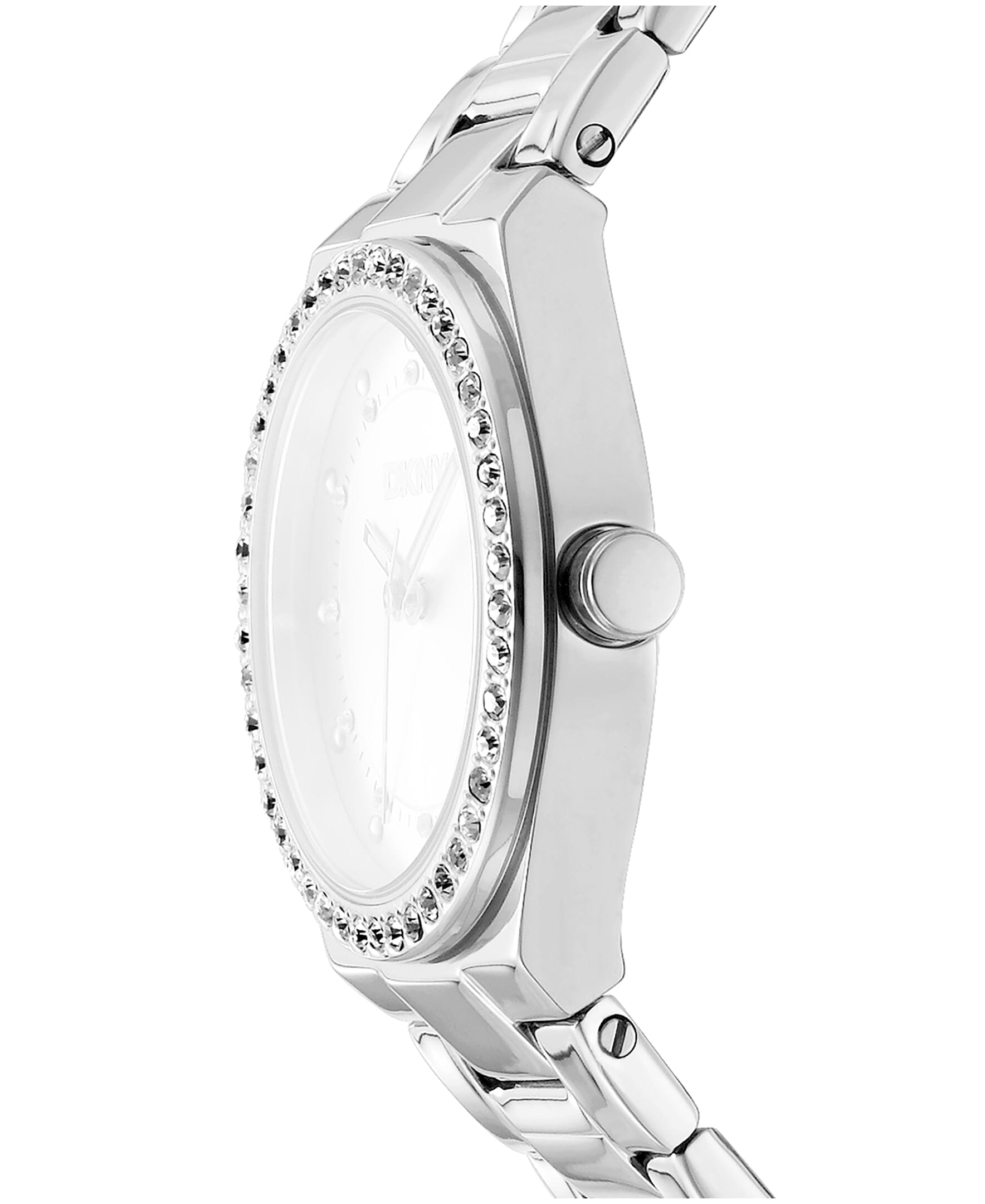 DK1L100M0055 DKNY Women's Crystal Dial Markers Crystal Bezel Stainless Steel Bracelet Watch 30mm Watches DKNY 