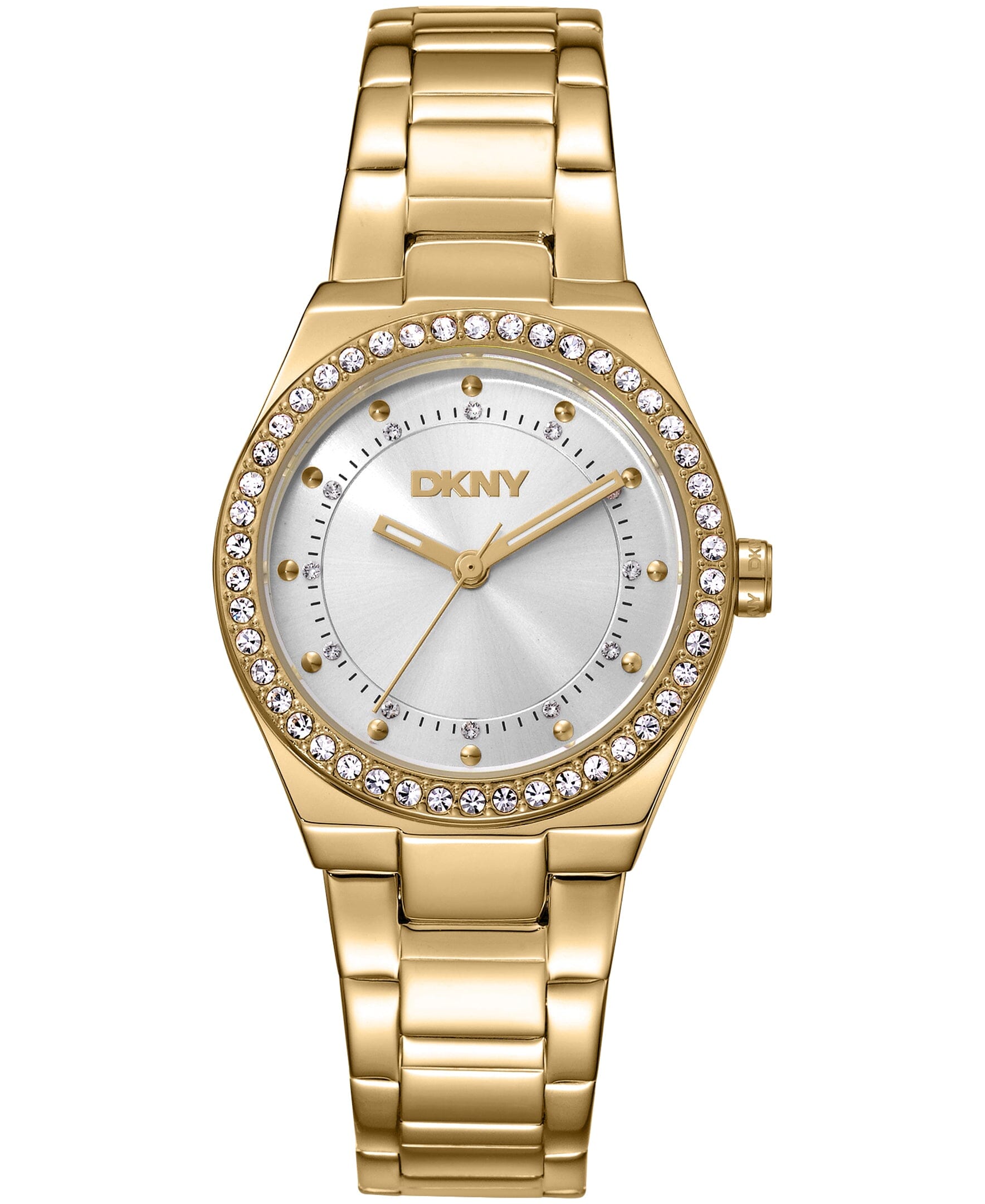 DK1L100M0065 DKNY Women's Crystal Dial Markers Crystal Bezel Gold-Tone Stainless Steel Bracelet Watch 30mm Watches DKNY 