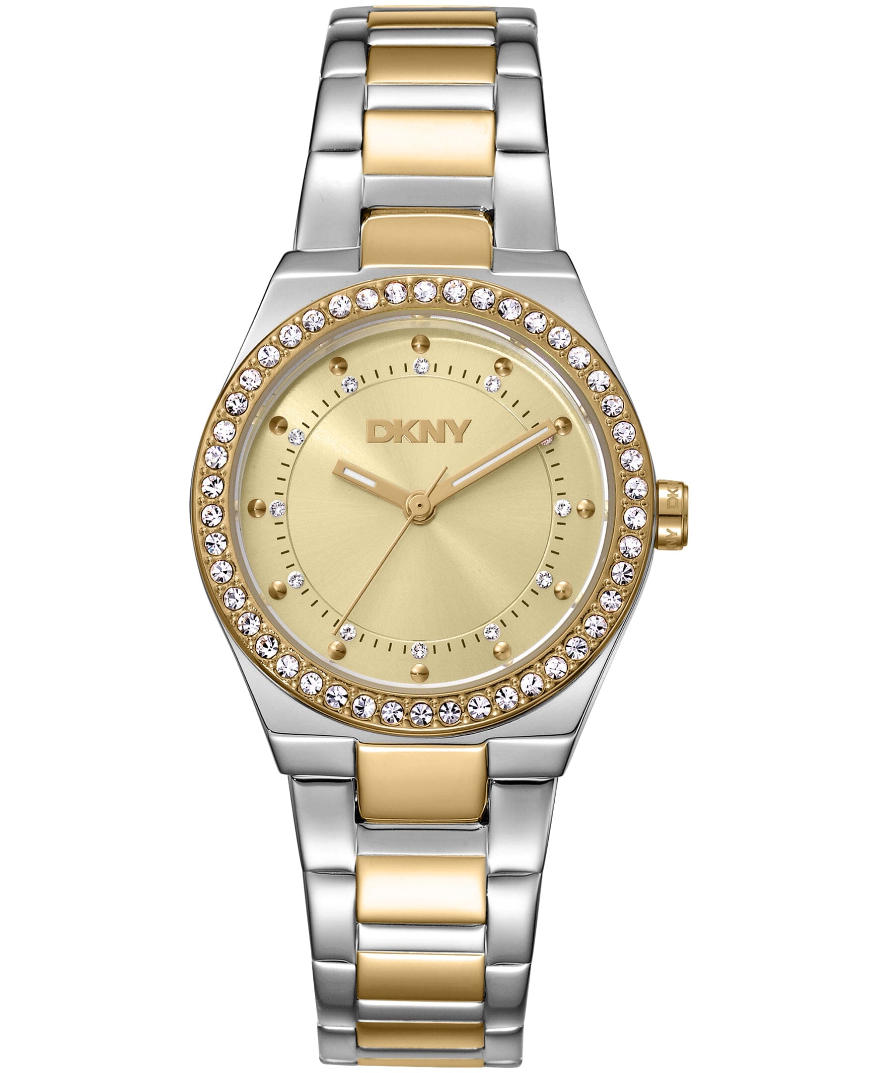 DK1L100M0085 DKNY Women's Crystal Dial Markers Crystal Bezel Two-Tone Gold Stainless Steel Bracelet Watch 30mm Watches DKNY 