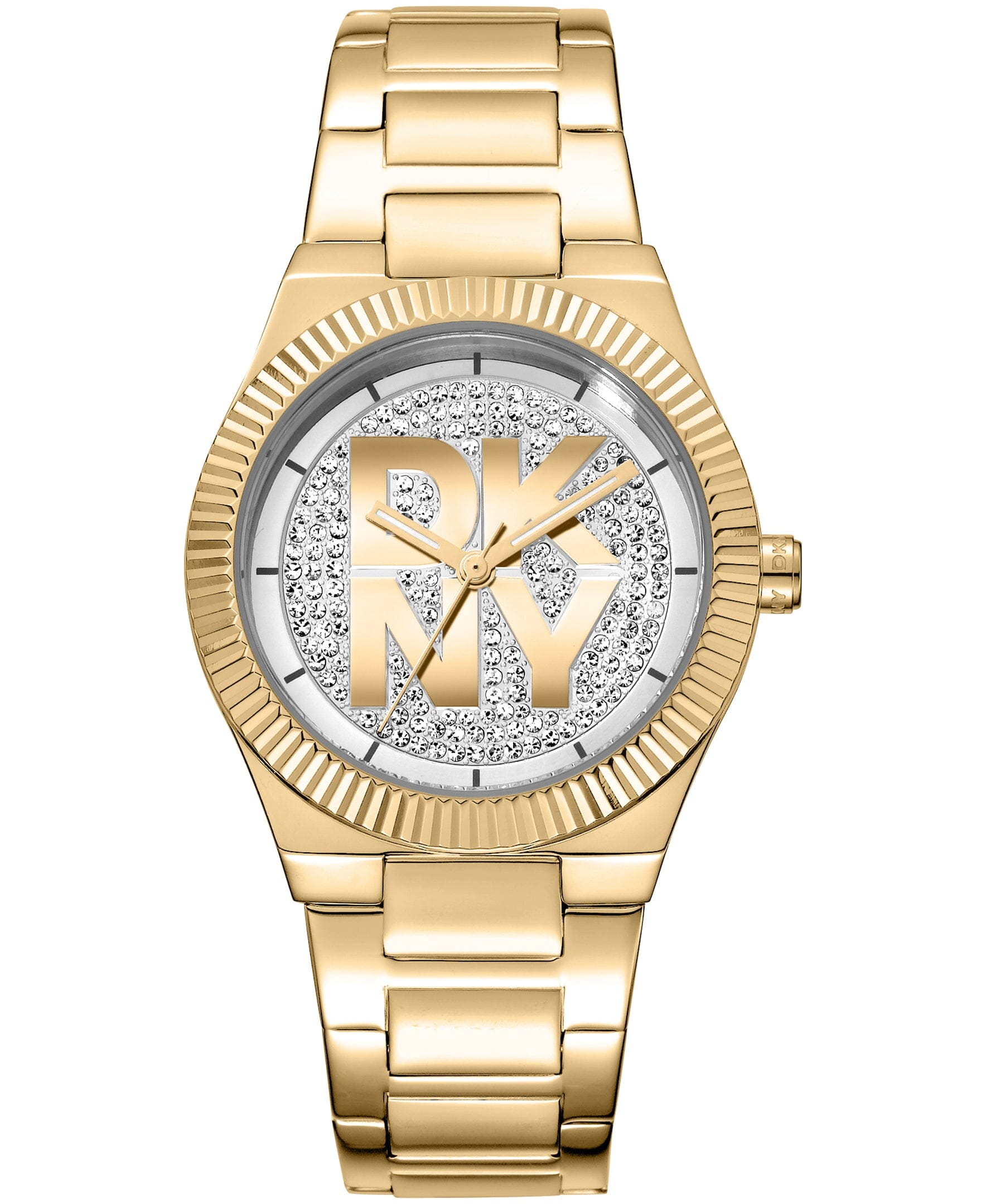 DK1L102M0225 DKNY Women's Jewel-Encrusted Dial Gold-Tone Stainless Steel Bracelet Watch 33mm Watches DKNY 