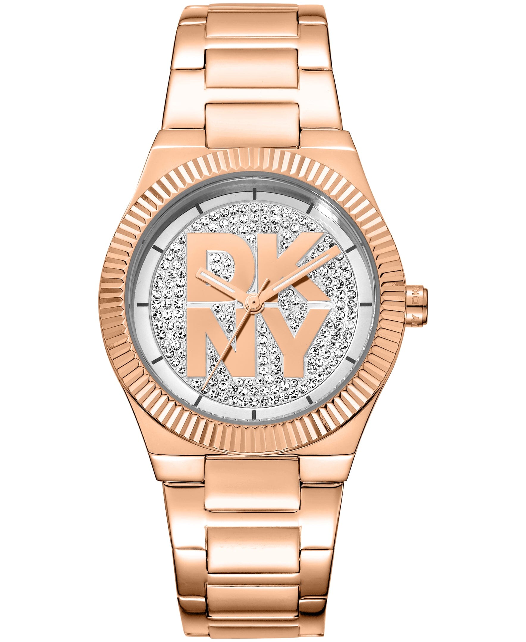 DK1L102M0235 DKNY Women's Jewel-Encrusted Dial Red-Gold Tone Stainless Steel Bracelet Watch 33mm Watches DKNY 