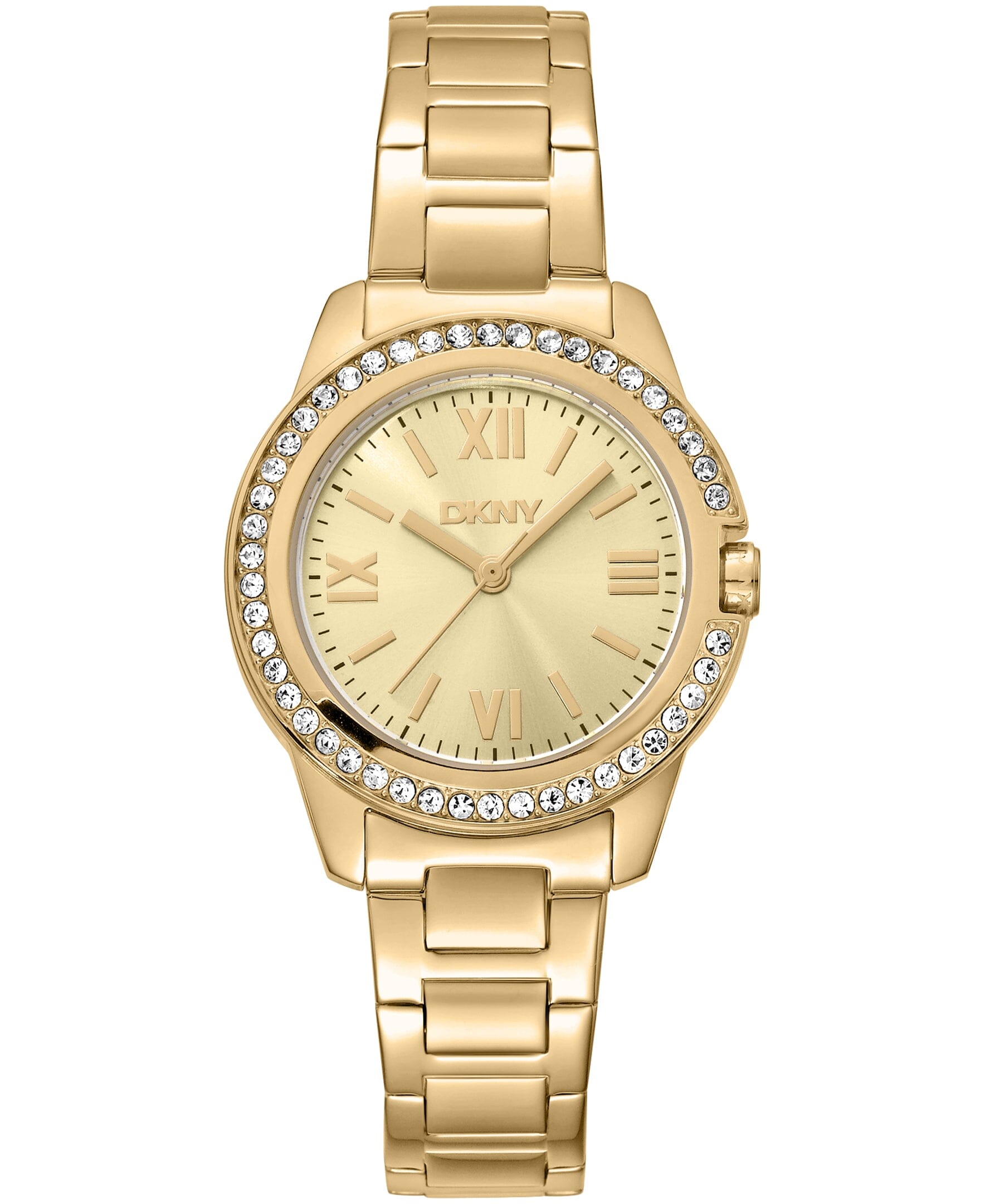 DK1L105M0055 DKNY Women's Crystal Bezel Gold-Tone Stainless Steel Bracelet Watch 30mm Watches DKNY 