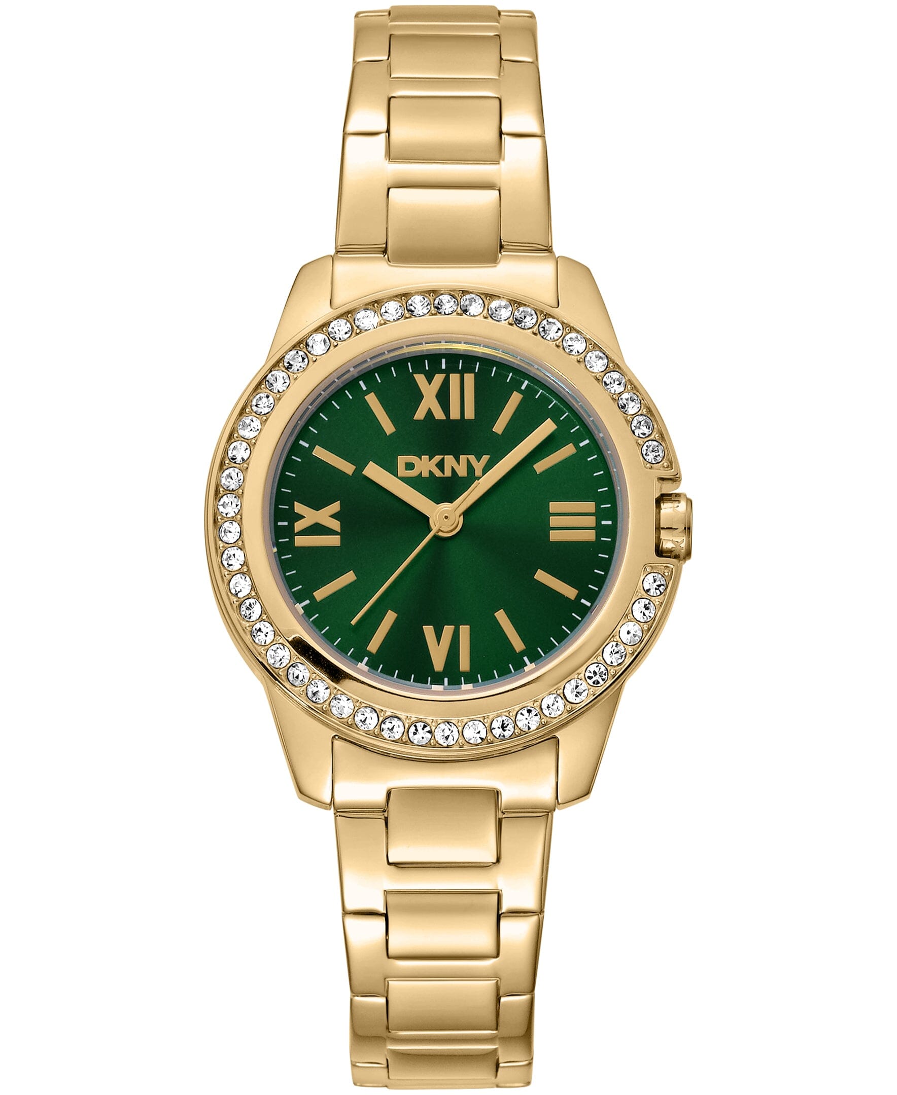 DK1L105M0065 DKNY Women's Crystal Bezel Gold-Tone Stainless Steel Bracelet Watch 30mm Watches DKNY 