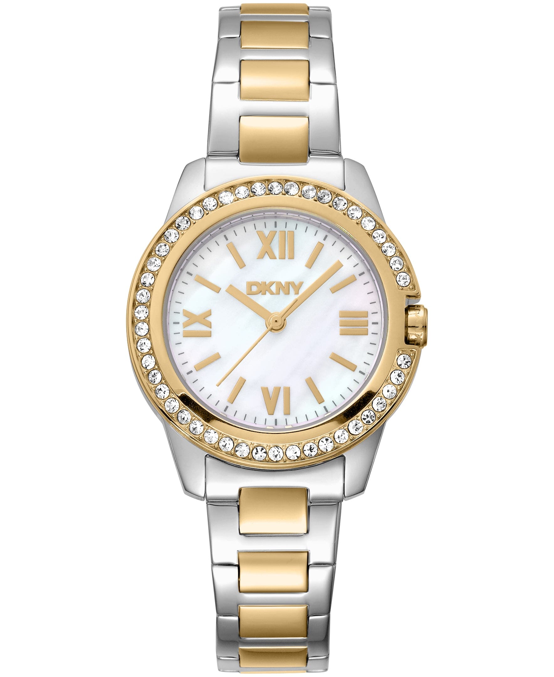 DK1L105M0085 DKNY Women's Crystal Bezel Two-Tone Gold Stainless Steel Bracelet Watch 30mm Watches DKNY 