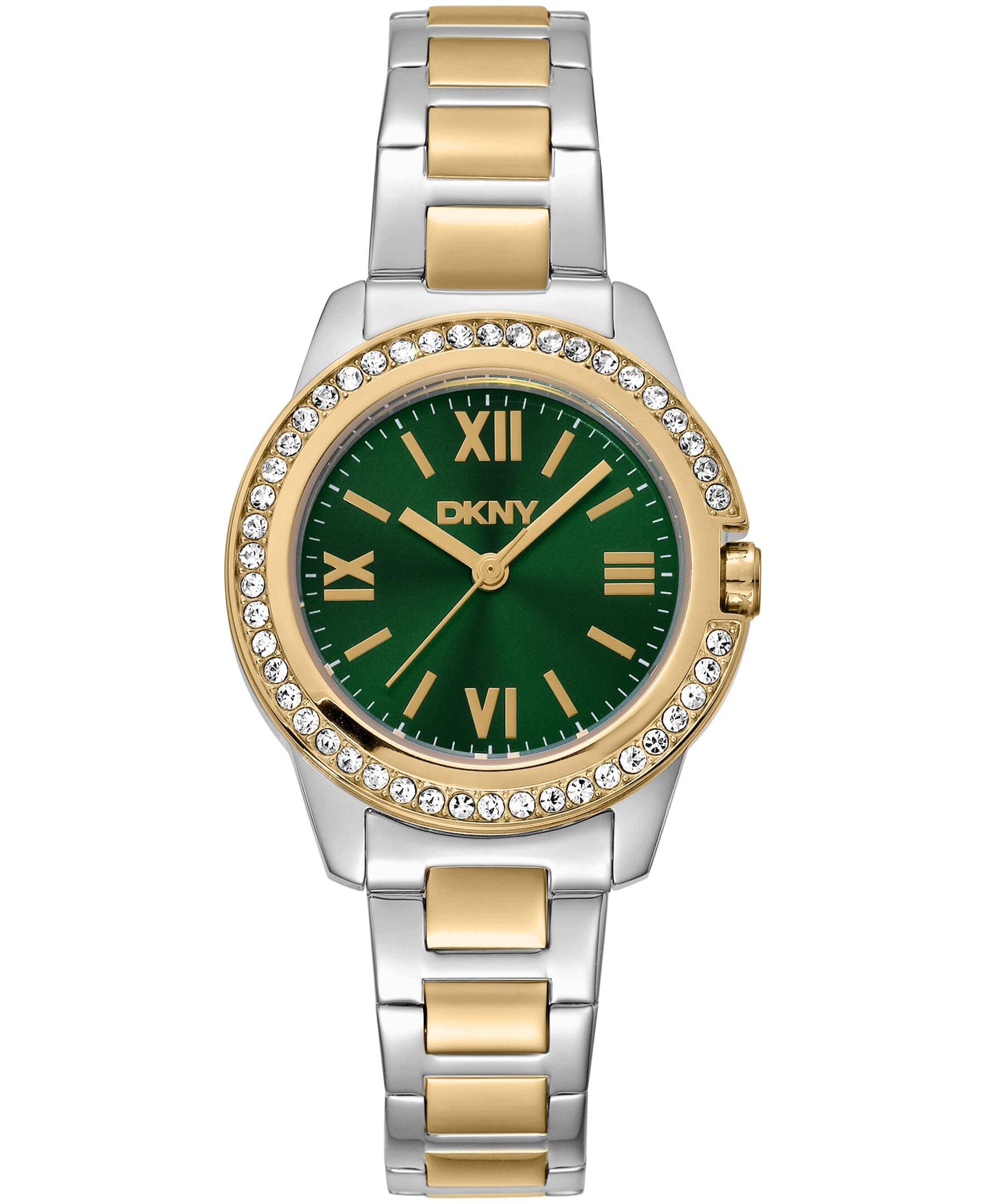 DK1L105M0095 DKNY Women's Crystal Bezel Two-Tone Gold Stainless Steel Bracelet Watch 30mm Watches DKNY 