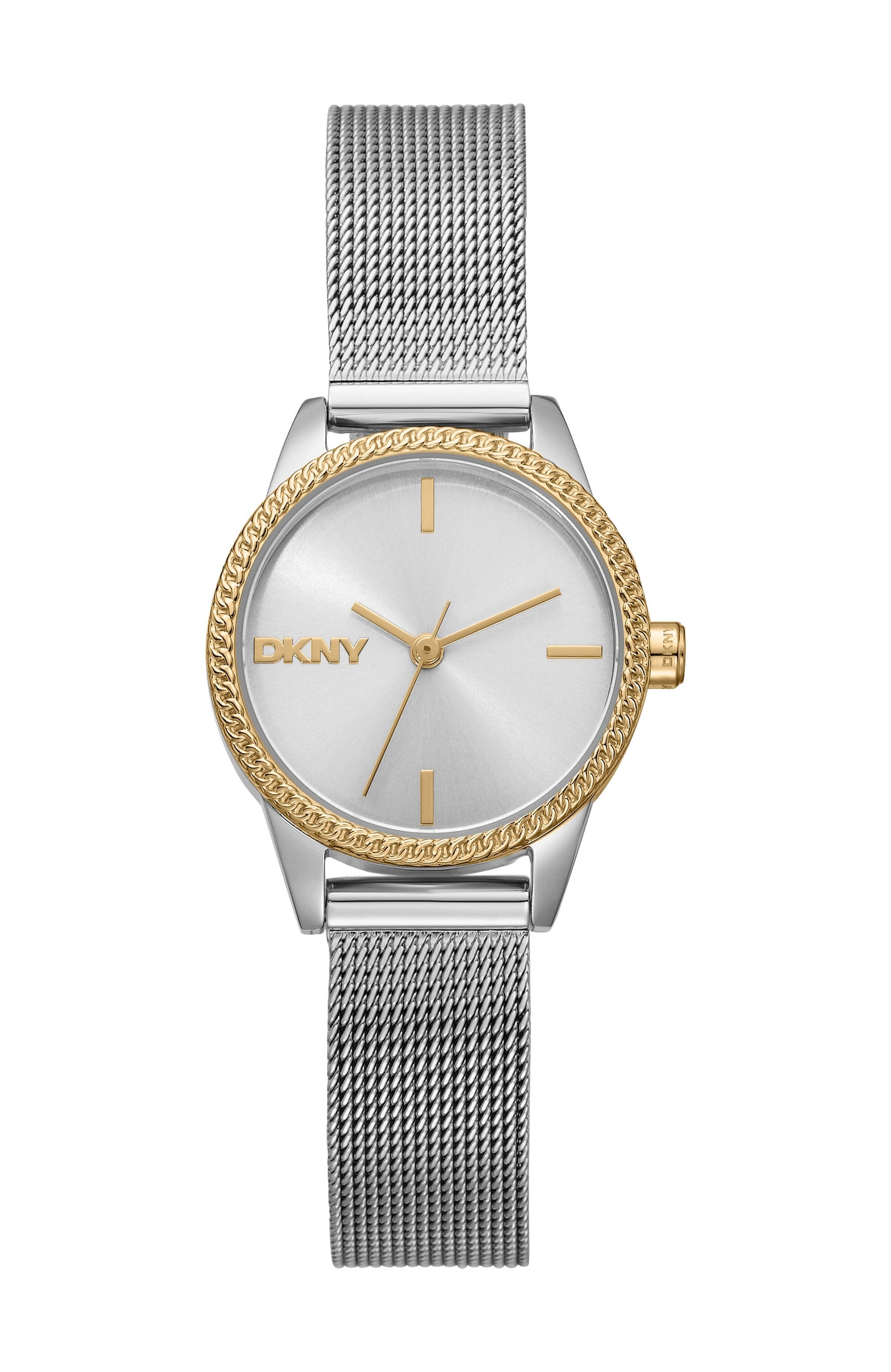 DK1L113M0095 Women's Milanese Silver Dial Two-Tone Stainless Steel Bracelet Watch DKNY 